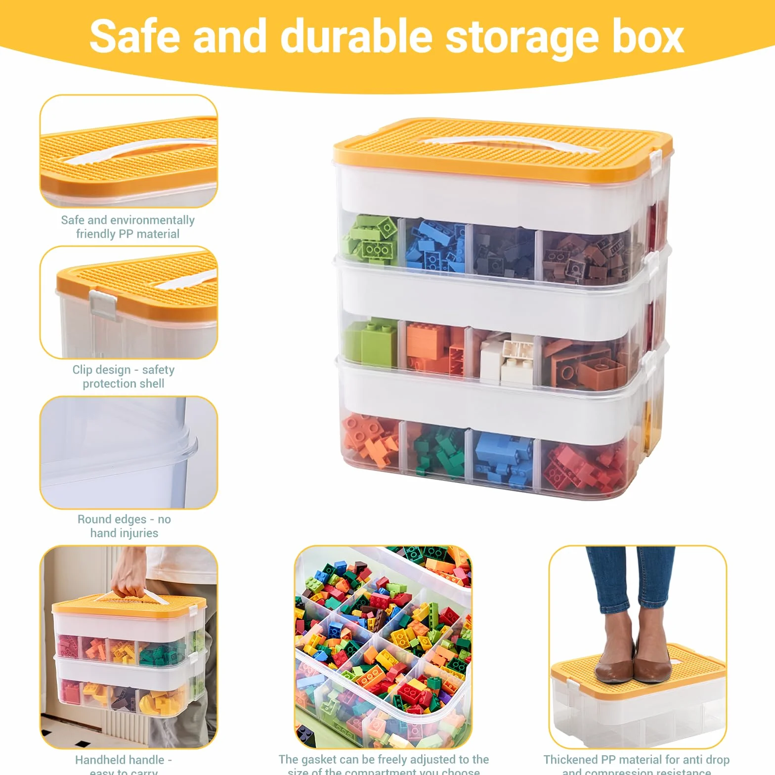 Cajas Almacenaje Lego Organizador Juguetes Apilables Transparente Cubos Compartimentos Grande
