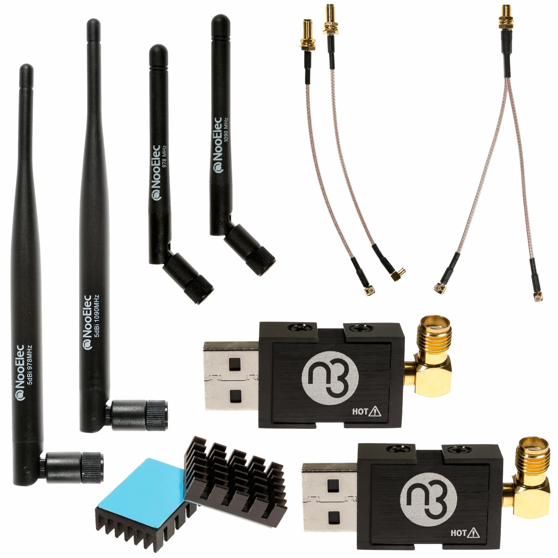 NooElec Dual-Band NESDR Nano 3 Premium ADS-B (978MHz UAT y 1090MHz 1090ES) Paquete para Stratux, Avare, Foreflight, FlightAware y otras Aplicaciones. Incluye 2 SDR, 4 Antenas, 5 Adaptadores.