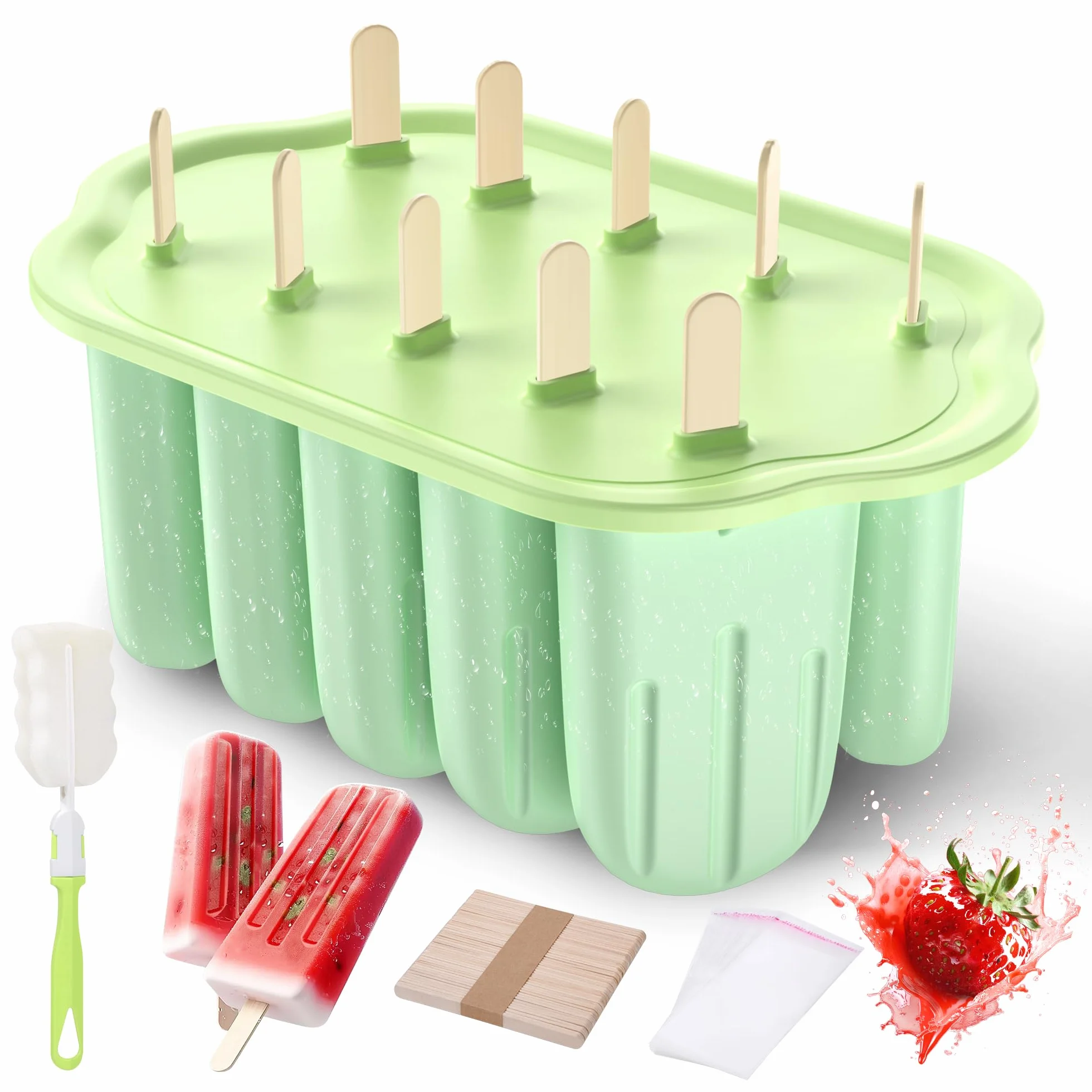 Moldes de silicona para helados 10 cavidades con tapa impermeable sin BPA
