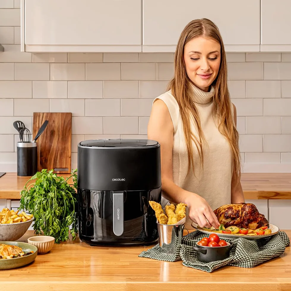 Cecotec Freidora de Aire sin Aceite 6,5L Cecofry Fantastik 6500 1700W PerfectCook 12 Modos Táctil 80-200ºC Negra