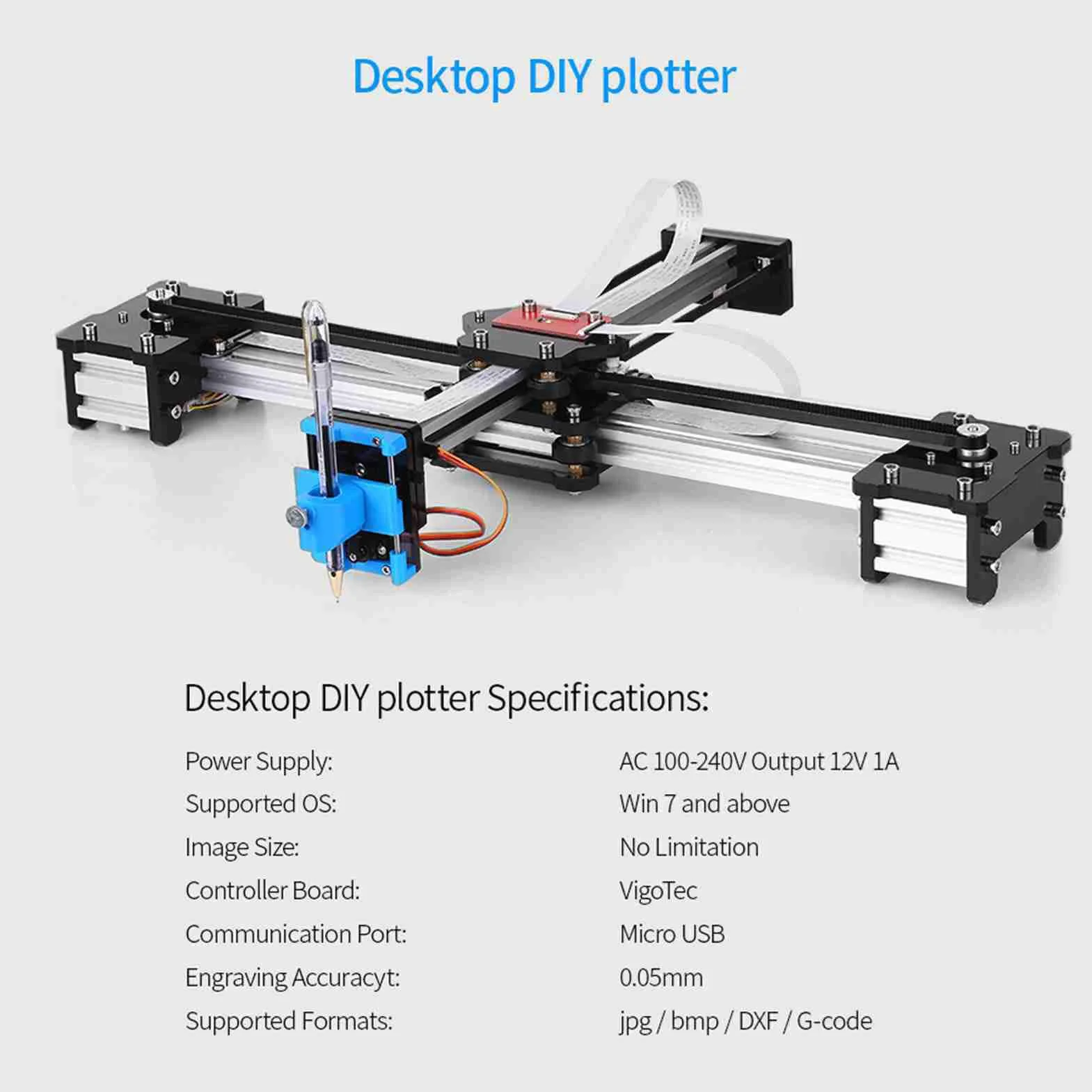 Plotter Pen Drawing Robot Robot Máquina de Dibujo Ensamblado para Escribir Silver (Enchufe de la UE)