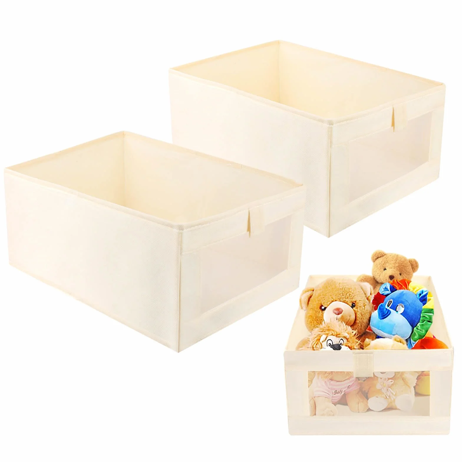 2 organizadores de armario, caja de almacenaje plegable con ventana transparente para ropa, libros, cosméticos, juguetes