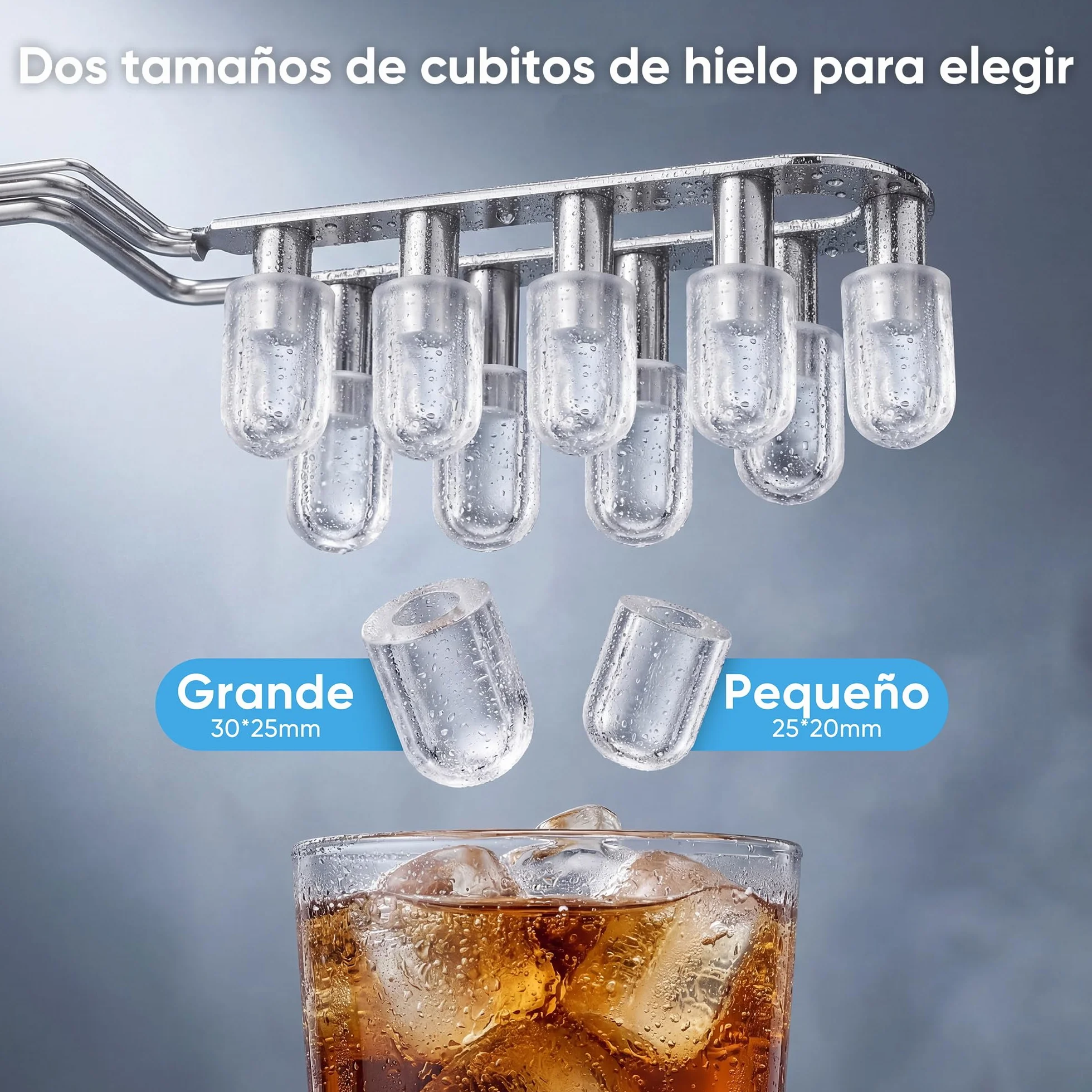 Máquina de cubitos de hielo pequeña 1,2 L 9 cubos 6 min 10 kg/24 h negro con mango portátil