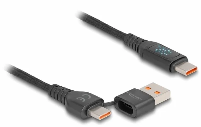 Delock Câble USB 2.0 de chargement Rapide USB Type-C™ USB Type-A mâle à USB Type-C™ mâle PD 3.1 140 W Avec