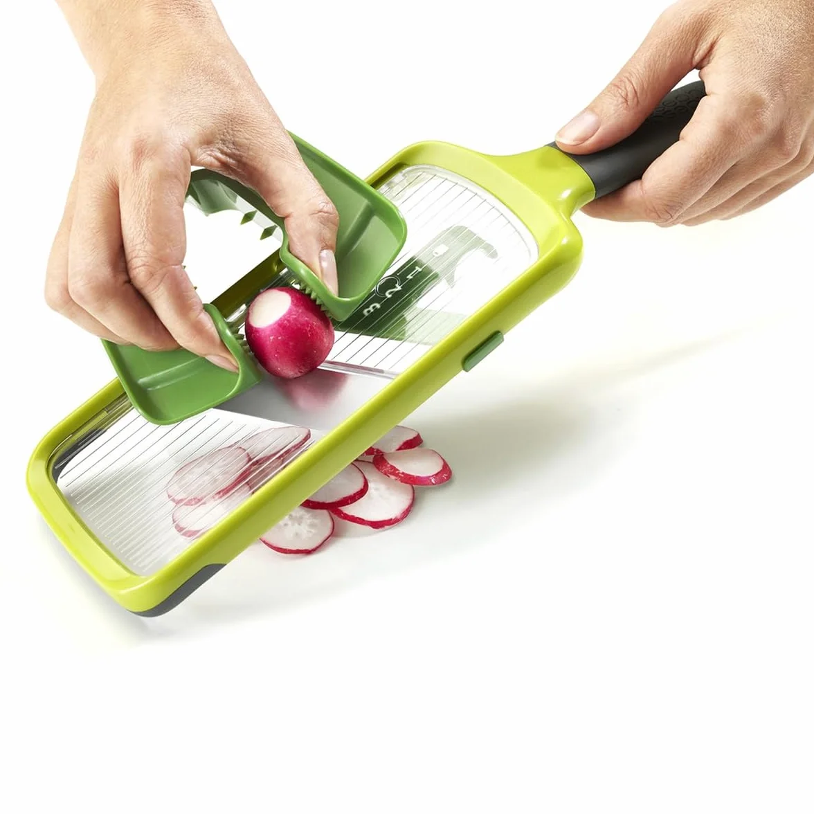 Joseph Joseph Mandolina de cocina Cortador de verduras ajustable con agarre de precisión 3 grosores Verde