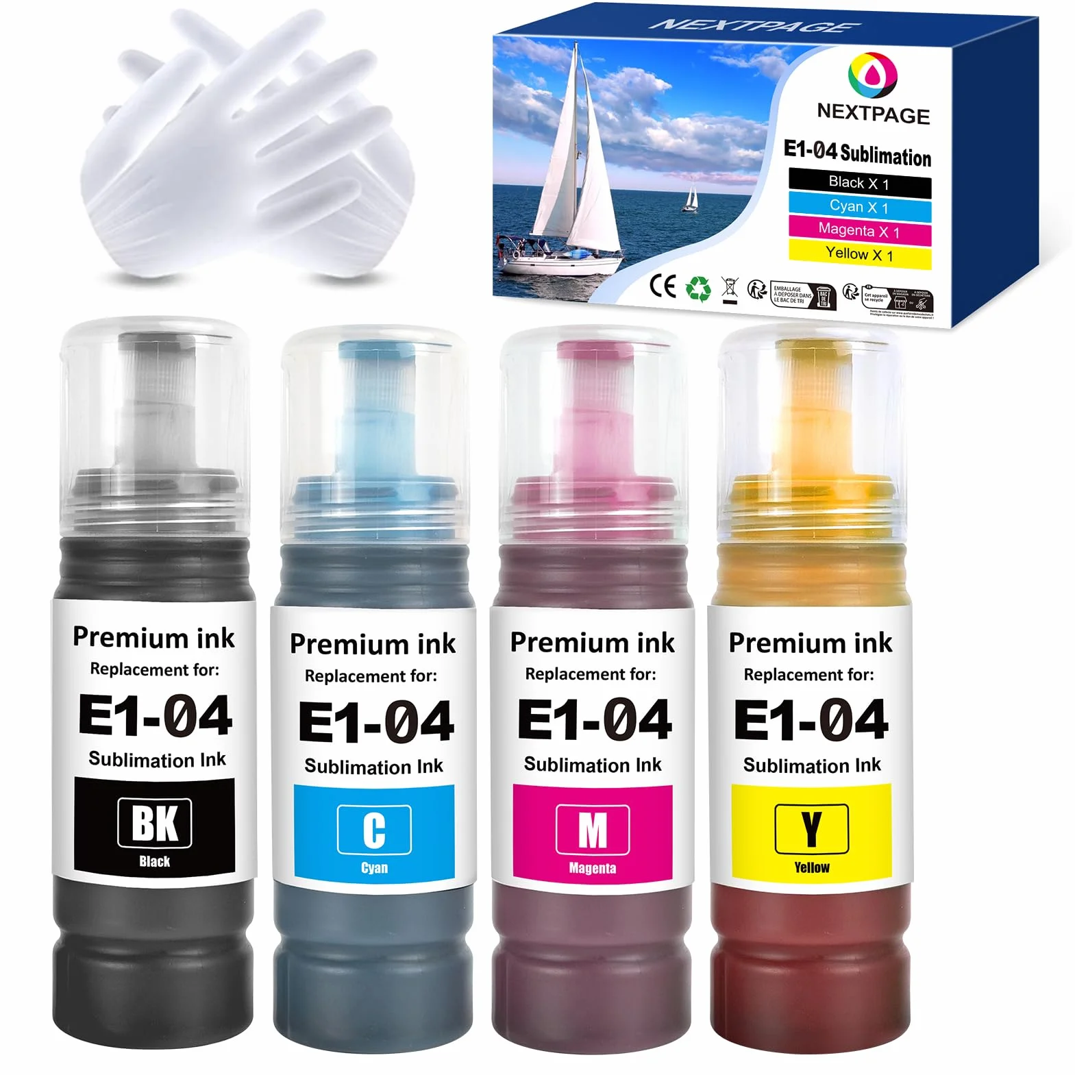Nextpage 104 tinta de sublimación Multipack compatible con Epson EcoTank ET-1810/ET-2710/ET‑2711/ET-2712/ET-2714/ET-2715/ET-2720/ET-2721/ET-2726/ET-2810/ET-2811/ET-2811/ET-2721 T-2812 Negro Cian