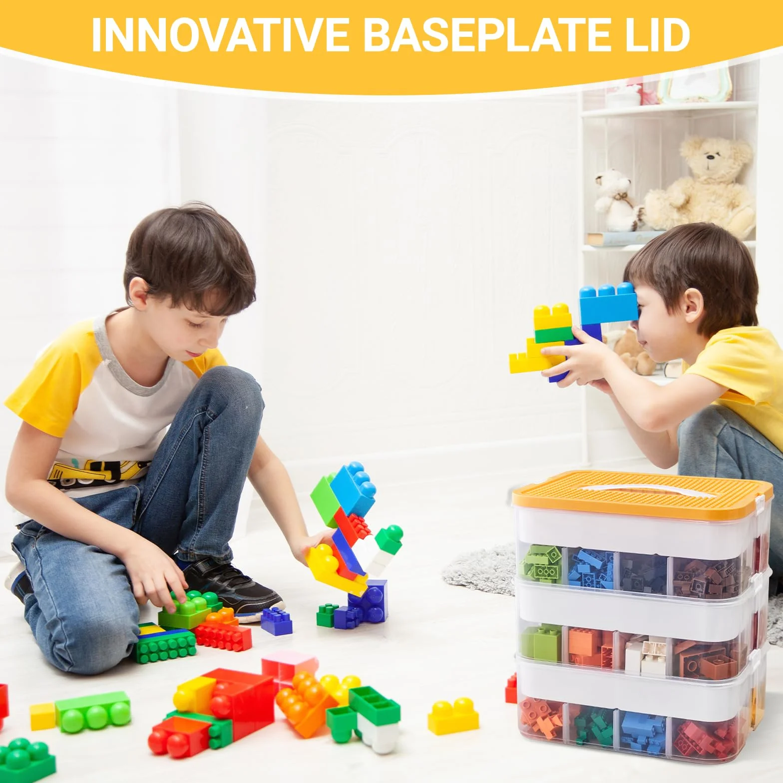 Cajas Almacenaje Lego Organizador Juguetes Apilables Transparente Cubos Compartimentos Grande
