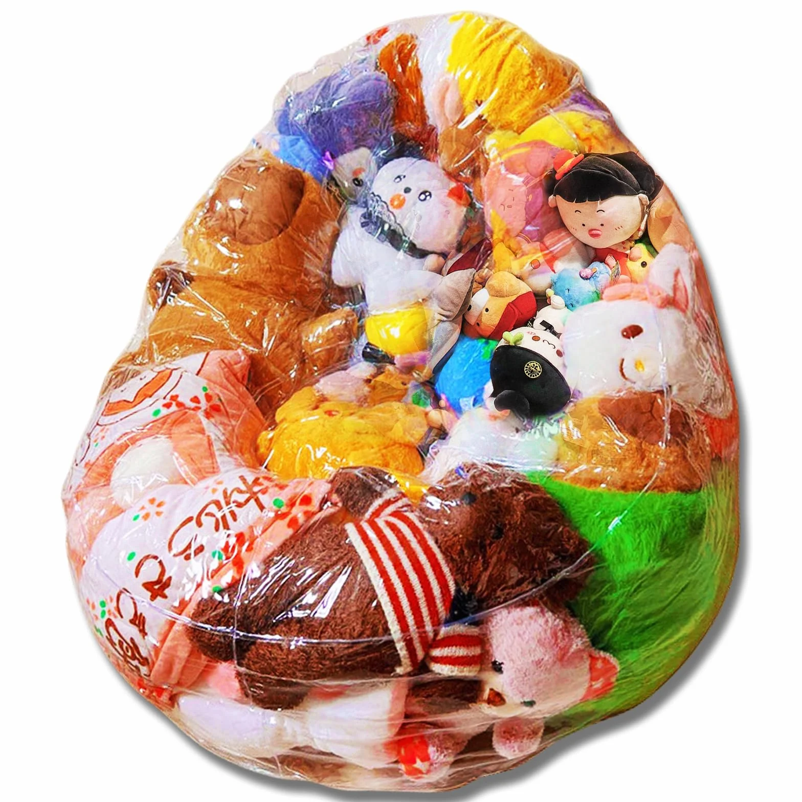 Funda de almacenamiento de juguetes de peluche 150 L transparente para silla de judías