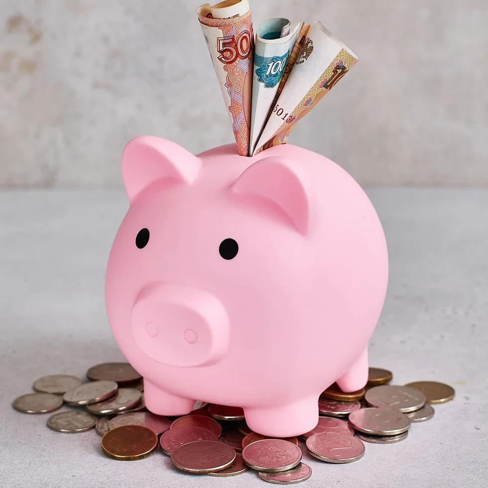 Hucha Cerdito Rosa Plástico para Monedas Decoración Recuerdo Regalo