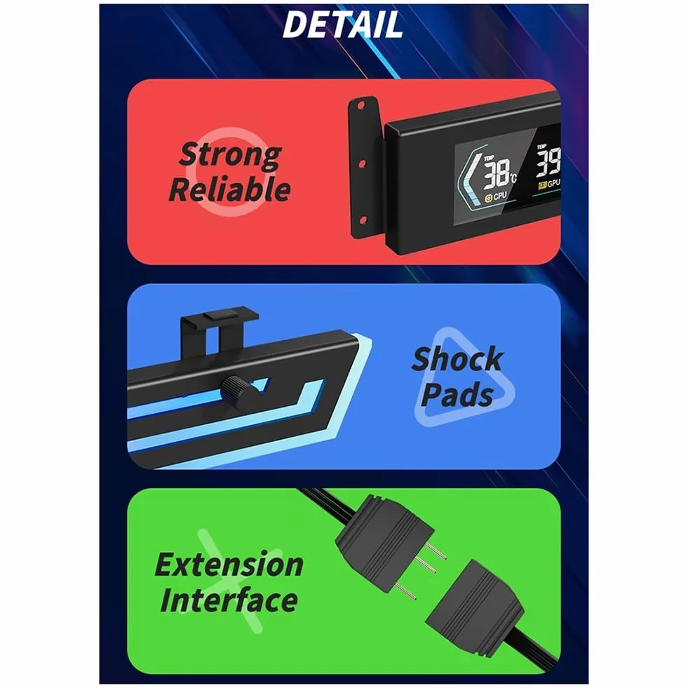 Soporte para Tarjeta Gráfica Z-X6 con Pantalla de Temperatura, 5 V, 3 Pines, ARGB, Aura Sync, VGA, Ajustable.