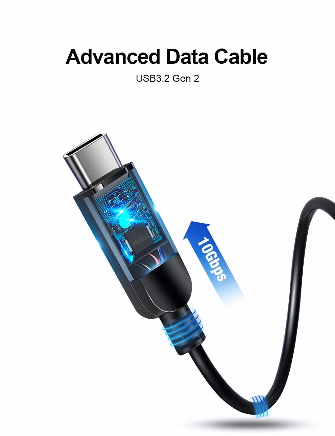 Netac 1TB Disco Duro Externo SSD USB 3.2 Tipo-C Gen 2 Portátil Unidad de Estado Sólido,Negro