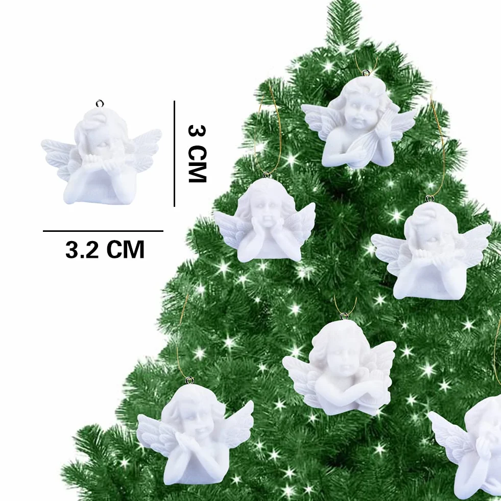 Mini Colgantes de Ángel Blanco 24 Piezas Decoración Árbol Navidad Adorno