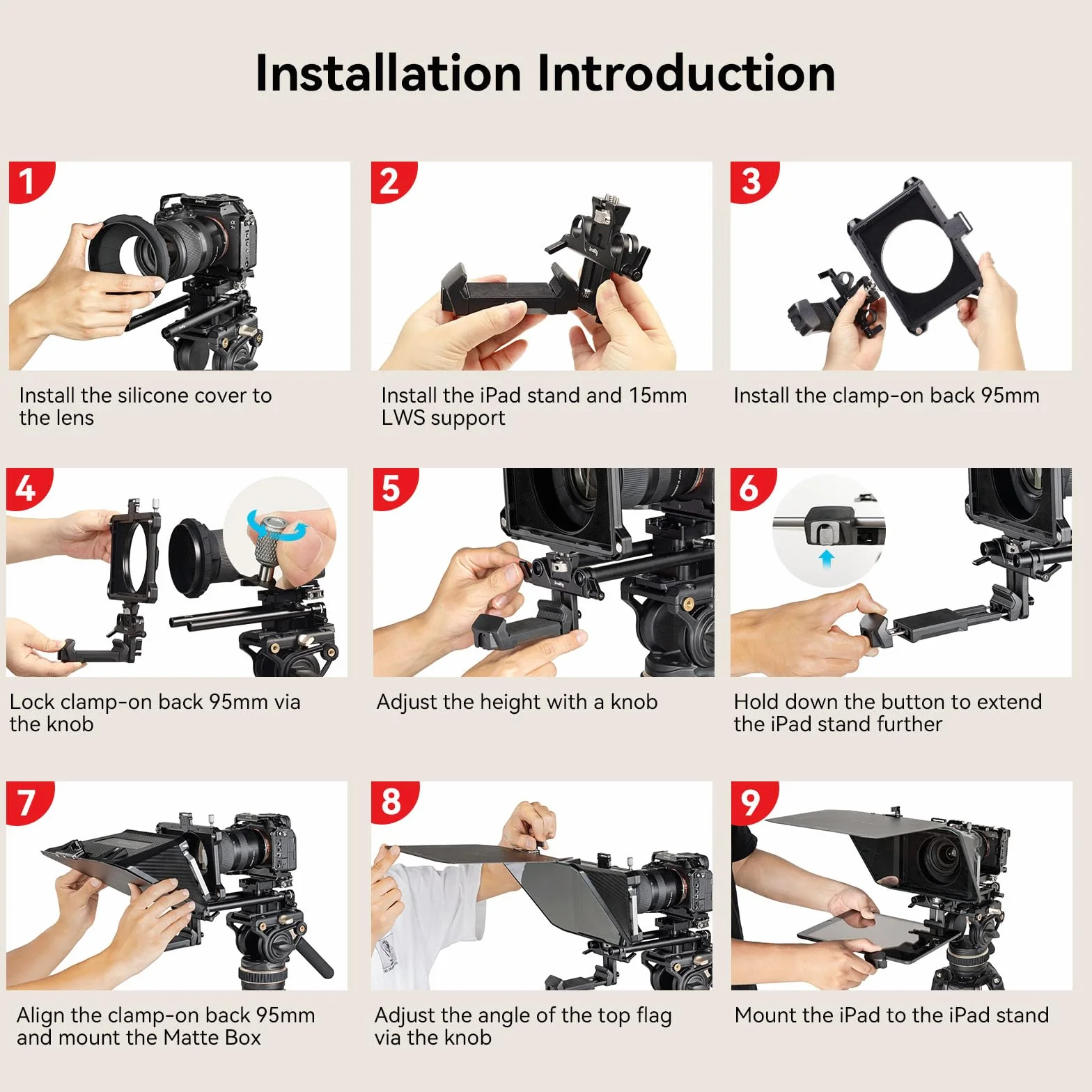 SMALLRIG Teleprompter para iPad para Tableta Android de hasta 11pulgadas, NO para Teléfono, la Aplicación Small GoGo Admite PDF Picture Word TXT, Debe Funcionar con Placa Base LWS de 15mm- 3646