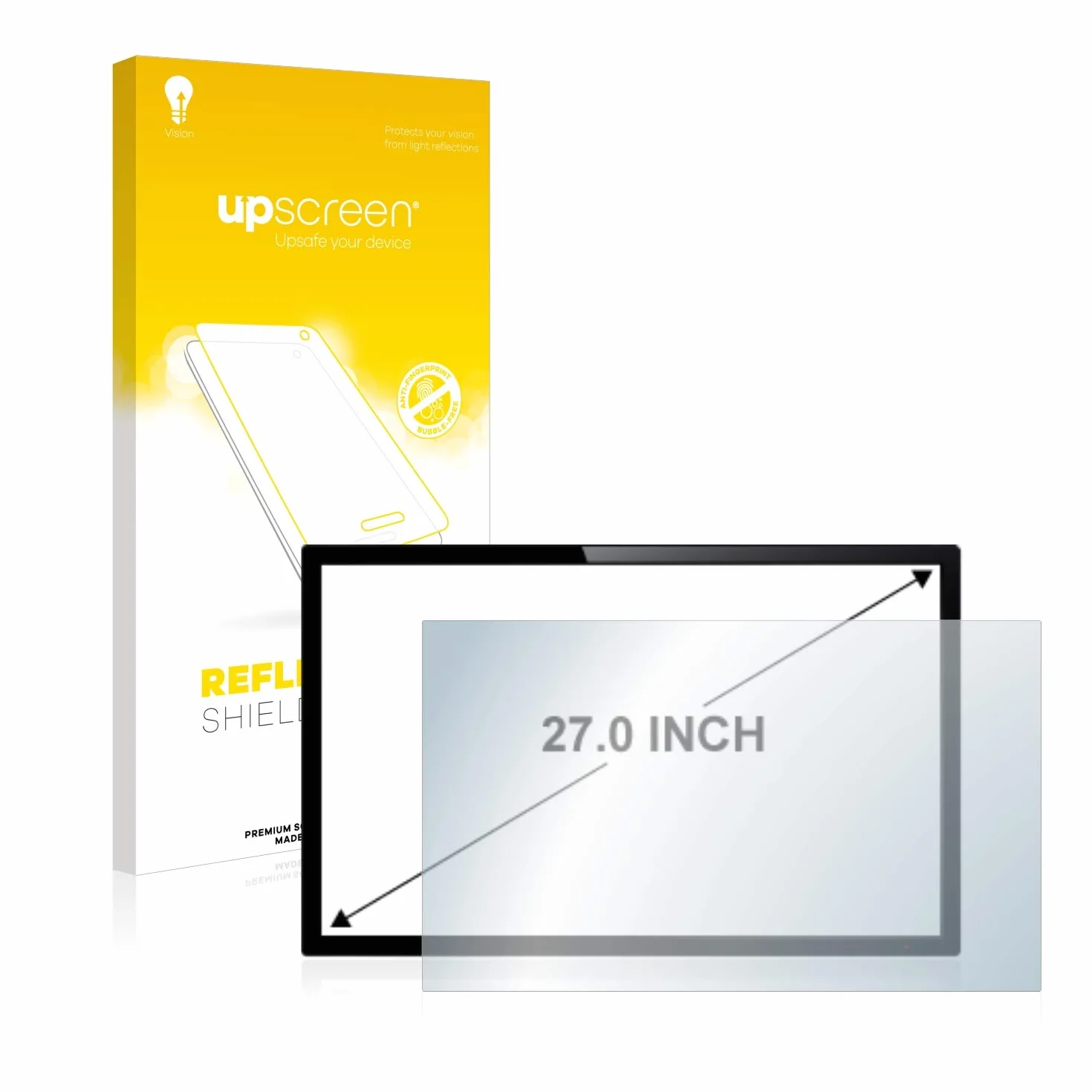 upscreen 27" Protector Pantalla Mate para PCs de panel táctil con 27 pulgadas (68.6 cm) [598 mm x 336 mm, 16:9] – Antireflejos, Anti-Huellas