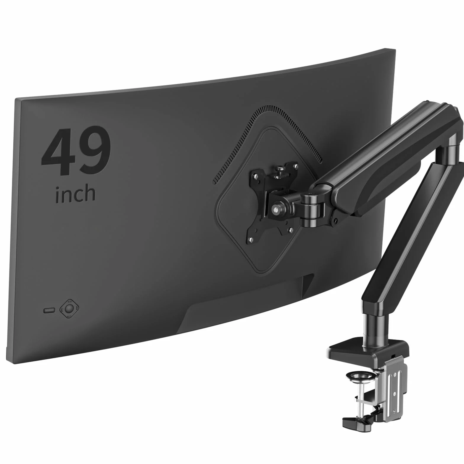 Pholiten Brazo de Monitor Ajustable en Altura para Pantallas Planas y Curvas de 49″, VESA 75x75/100x100, Capacidad de Carga de 15 kg, Ajuste de Resorte de Gas
