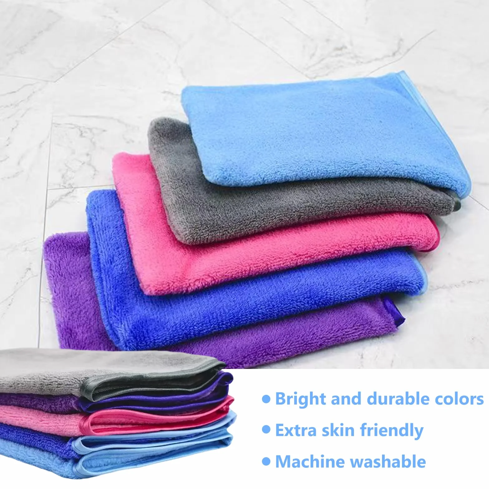 Manoplas Baño Guantes de Lavado Cara Franela Limpieza Facial 15x20cm Desmaquillante
