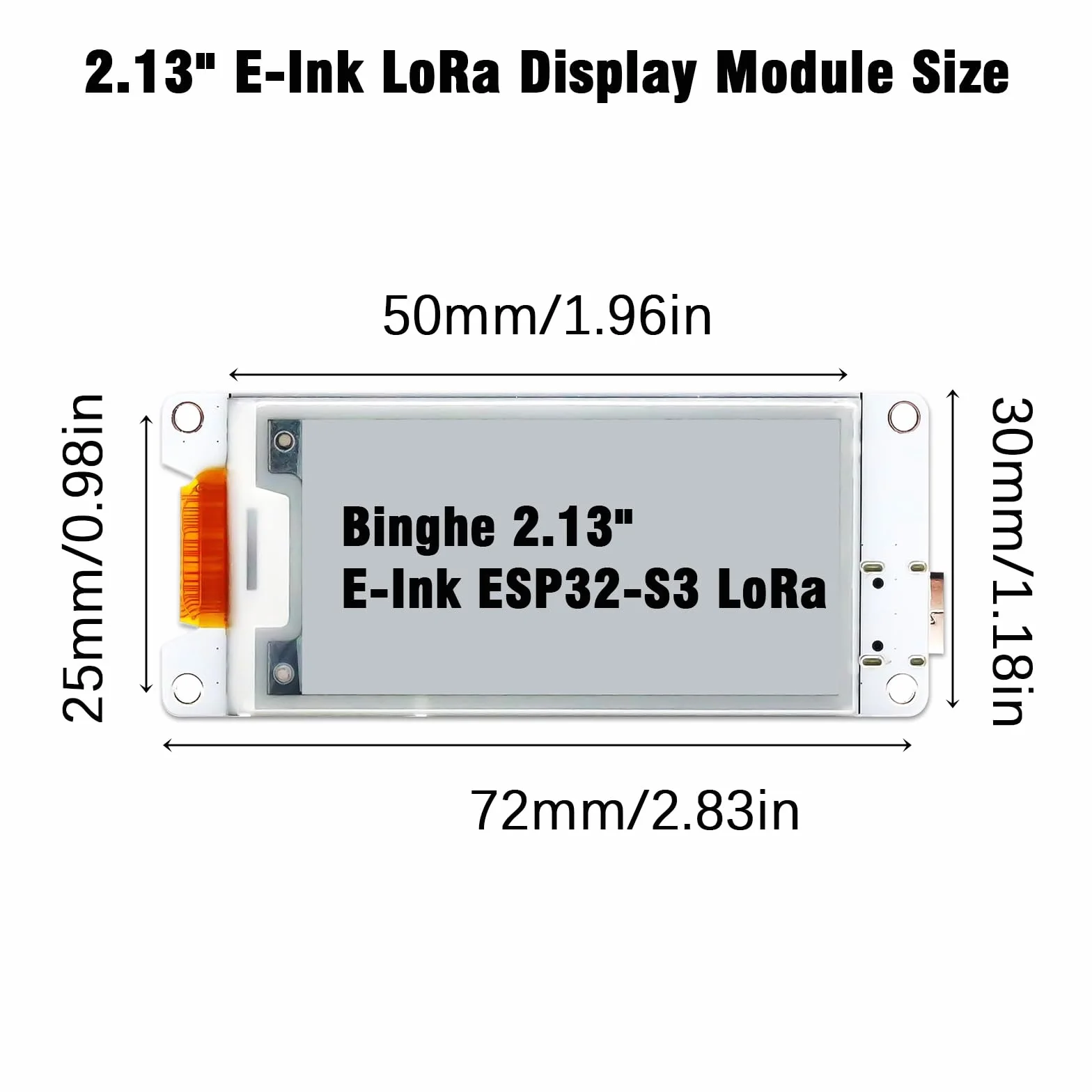 2.13" E-Ink Lora Display Binghe 2.13" E-Ink Lora Display con ESP32-S3 Lora Placa de Desarrollo con Placa acrílica/Cable de batería/Antena Soporte WIFILORA Bluetooth Compatible con Arduino