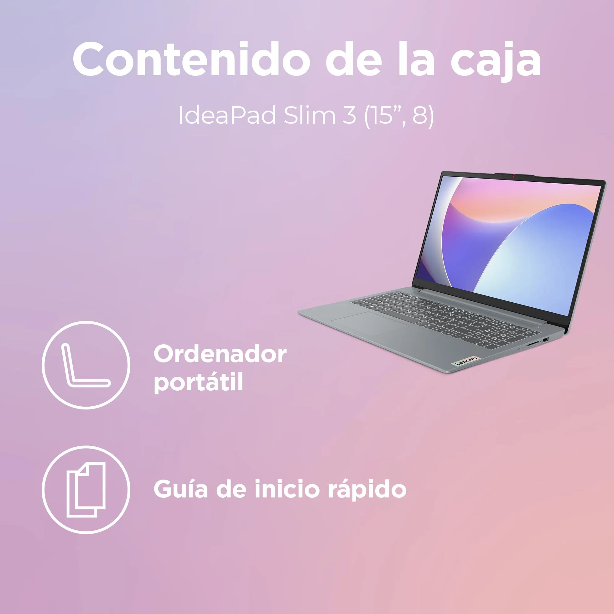 Lenovo IdeaPad Slim 3 Gen 8 – Ordenador Portátil 15.6" FHD (AMD Ryzen 5 40, 16 GB RAM, 512 GB SSD, Gráficos Radeon 610M, Wi-Fi 6, USB-C, Sin Sistema Operativo) Teclado QWERTY en Español – Gris Ártico