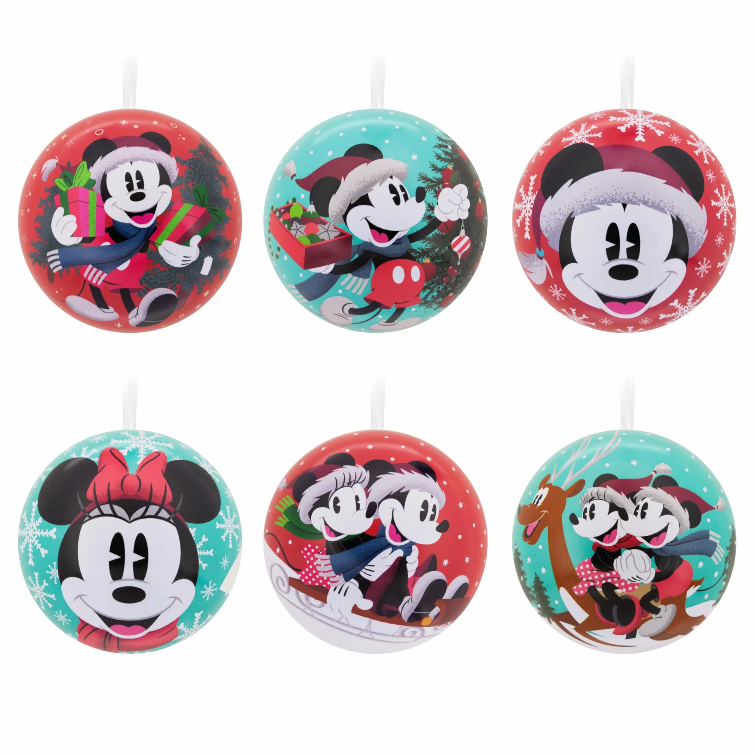Hallmark Disney Mickey & Minnie Mouse Adornos de Navidad Paquete de 12 Bolas de hojalata