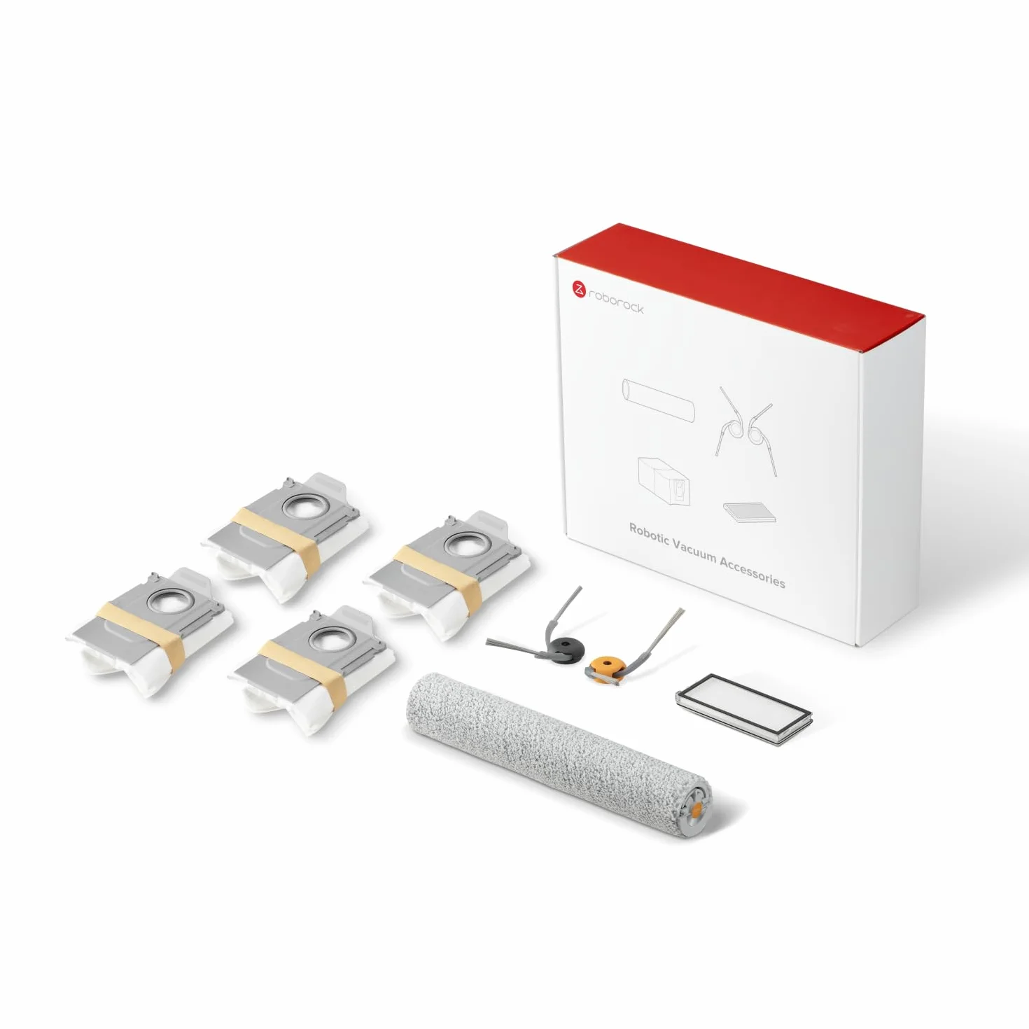 Roborock Juego de accesorios originales para Qrevo Curv 2 Flow, mopa con ruedas integrada, cepillos laterales, bolsas para polvo, filtro