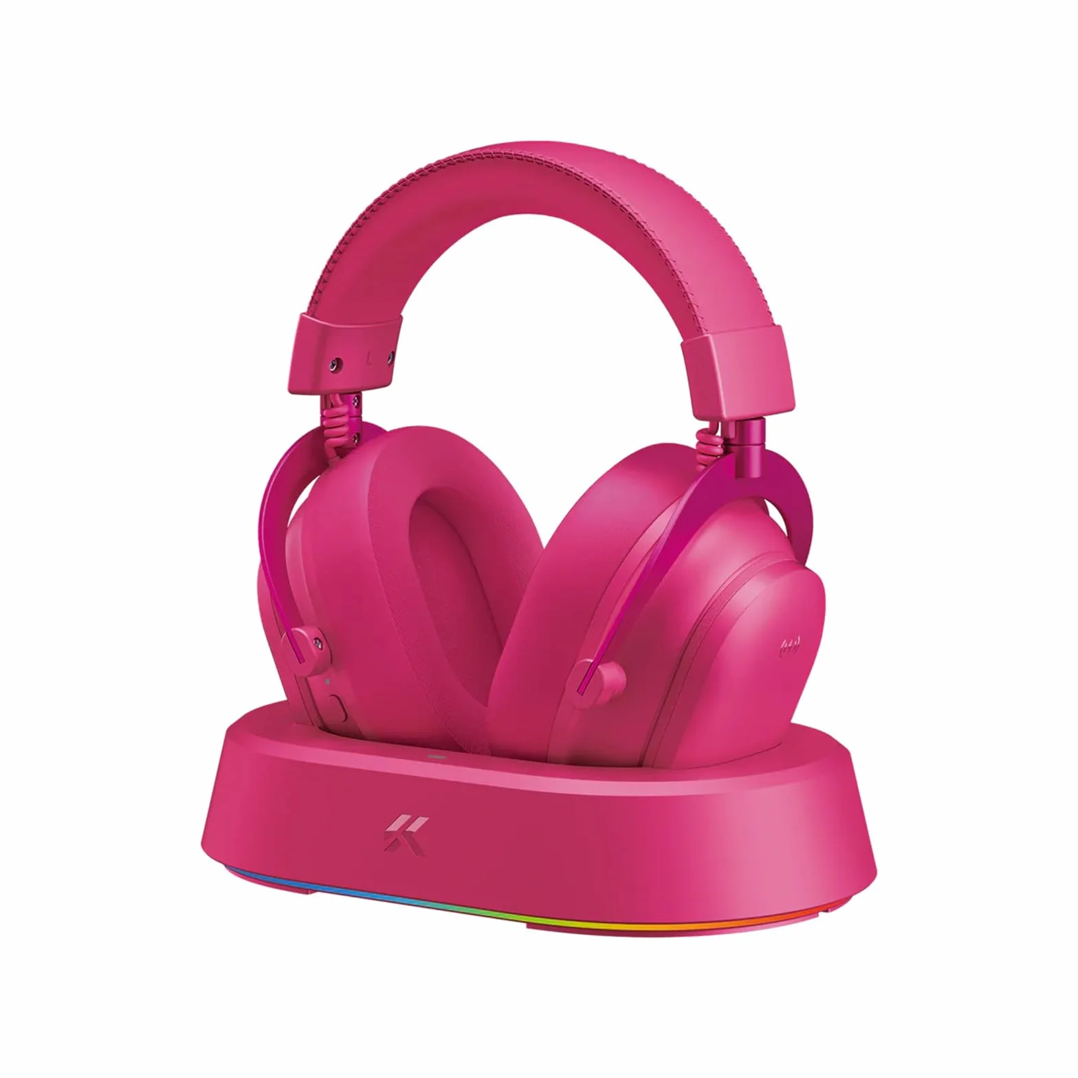 MCHOSE V9 Turbo+ - Auriculares inalámbricos RGB para juegos con estación de carga magnética, sonido envolvente 7.1 con micrófono con cancelación de ruido, baja latencia de 15 ms, ligeros para FPS PS5