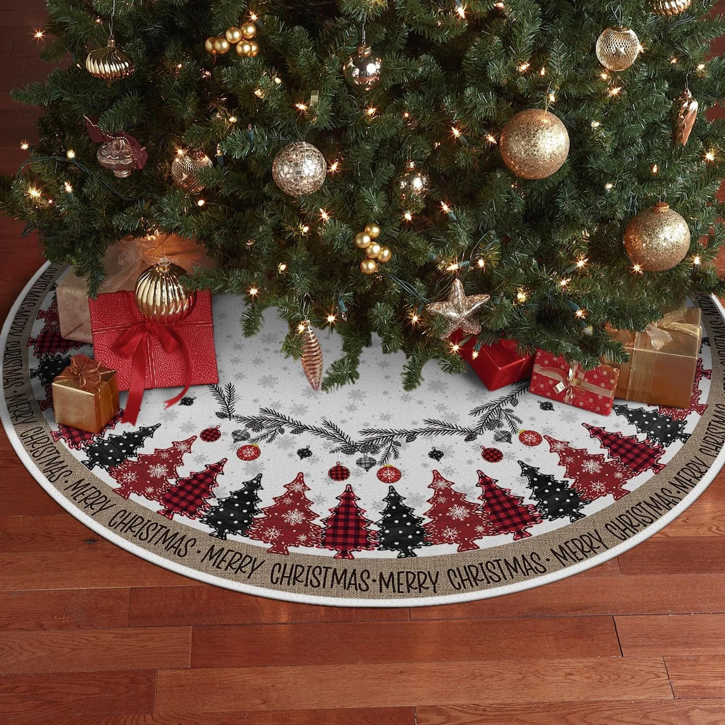 Artoid Mode Decoración navideña cuadros búfalo pino copos nieve 91 cm 36 pulgadas