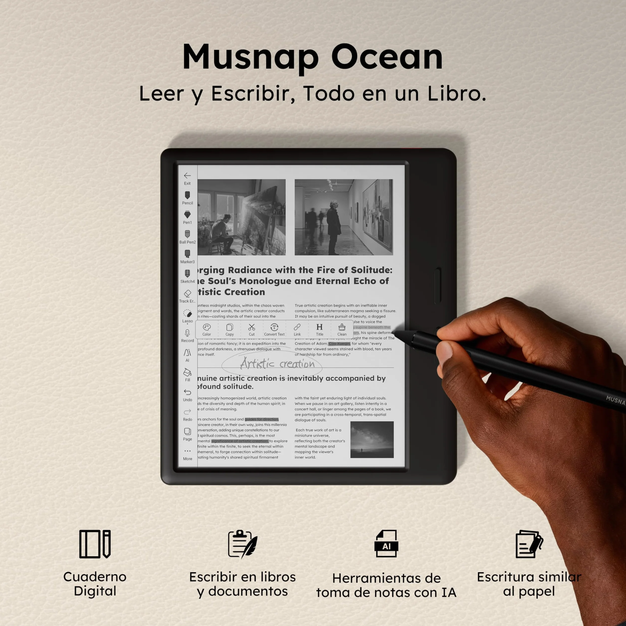 Ocean - Lector de libros electrónicos de 64 GB + 4 GB de 7 pulgadas compatible con escritura a mano, tableta de papel de tinta electrónica de 7 pulgadas con batería de larga duración para leer