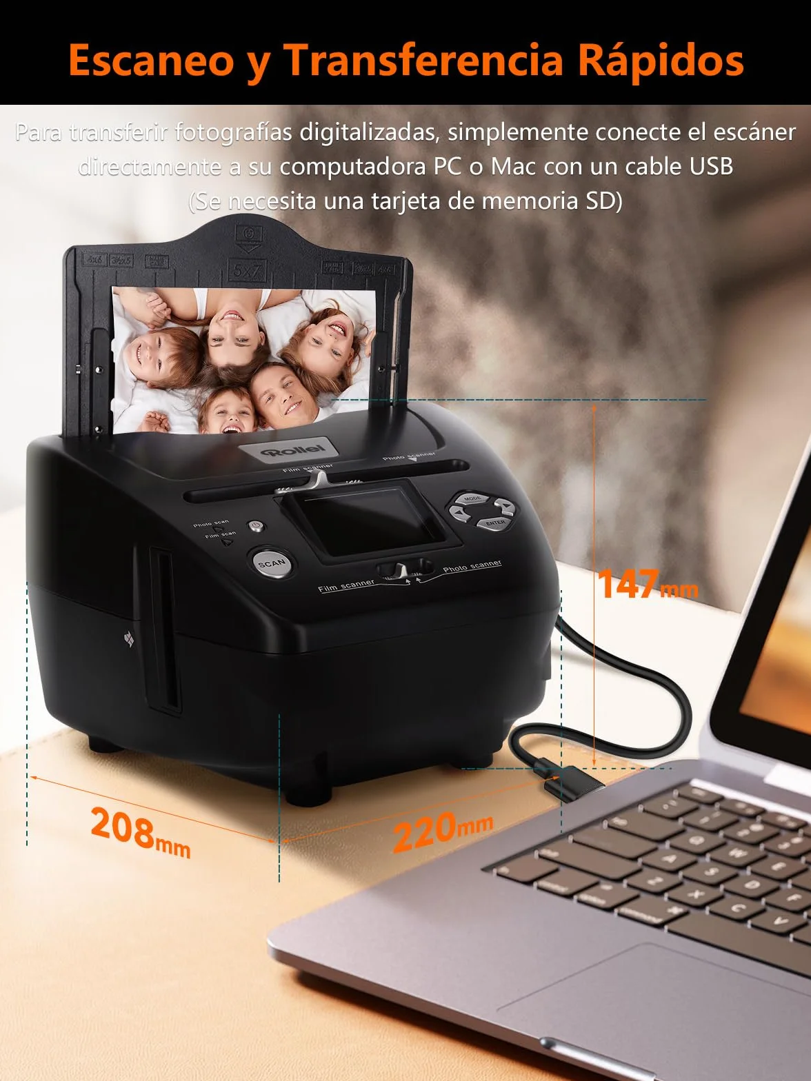 Rollei PDF S 240 SE Escáner Fotos, Convertidor de Diapositivas y Negativos Fotográficos 35mm 135 Fotos (3R/4R/5R)/Tarjeta de Visita a Digital de Ordenador, Escaner-Negativo-Diapositiva-Foto-Scanner