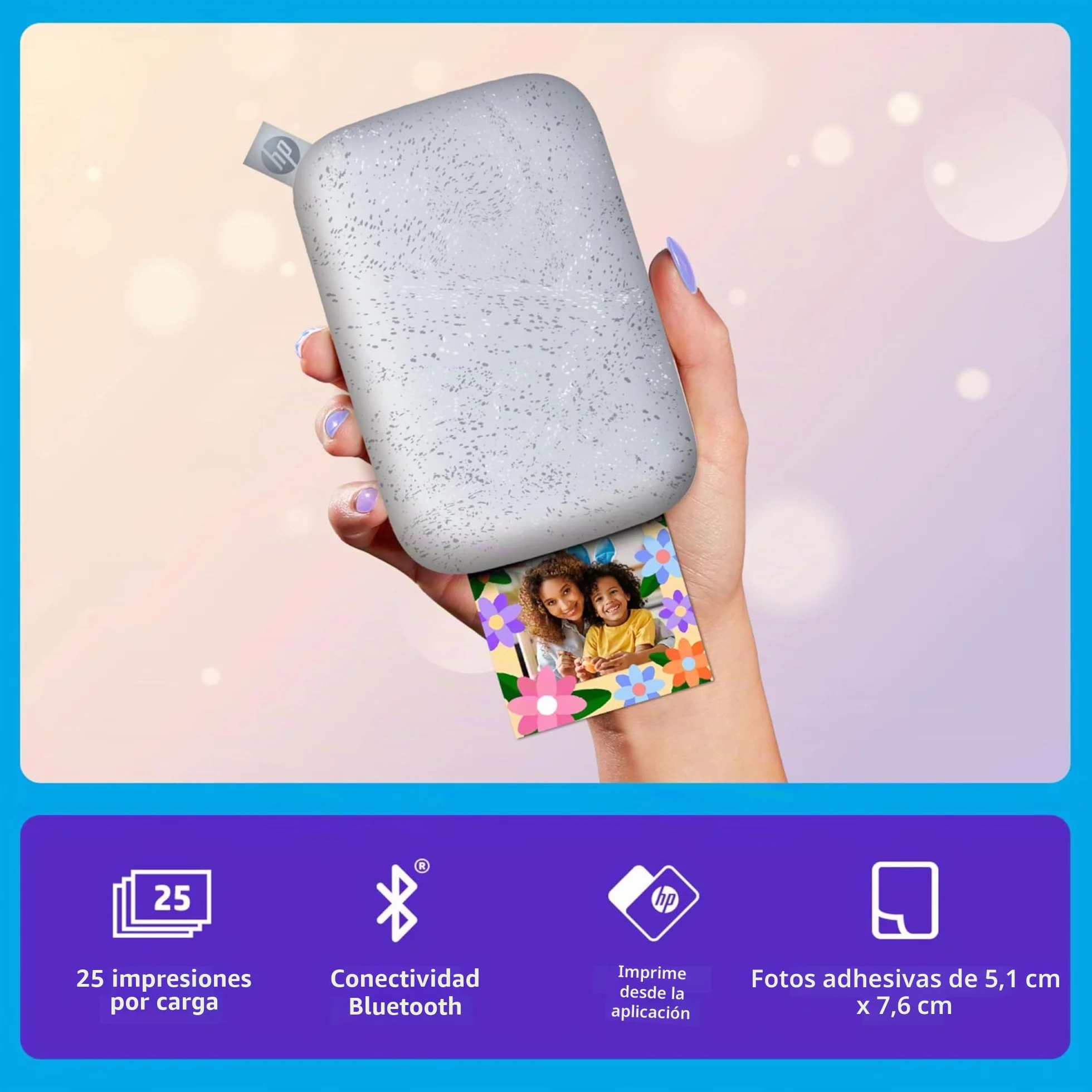 HP Sprocket Impresora fotográfica instantánea portátil de 2x3 Pulgadas (Blanco) Paquete de Papel Zink