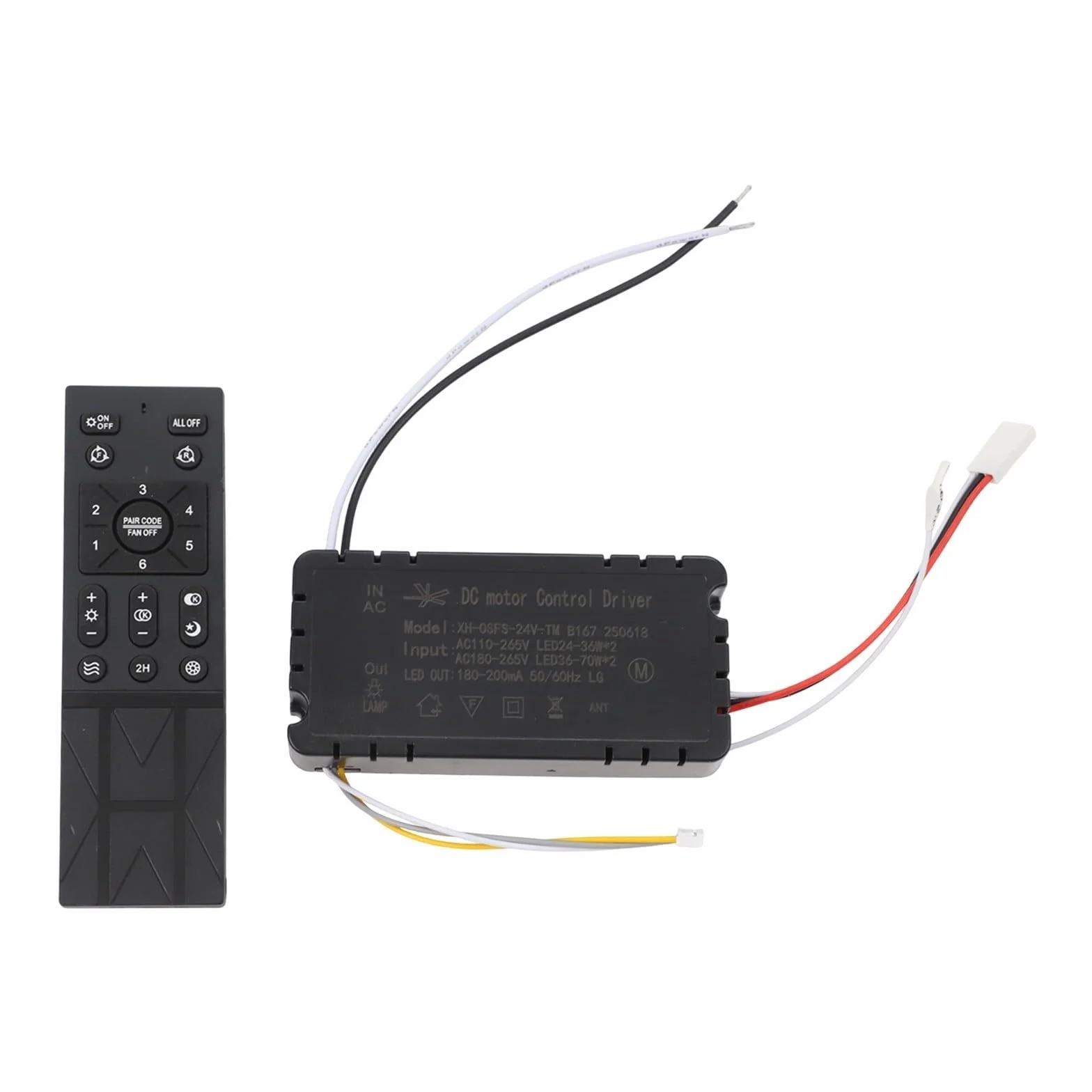 Kit de controlador de atenuación inalámbrico de luz de ventilador de techo, controlador de frecuencia variable de 6 velocidades con monitor de batería