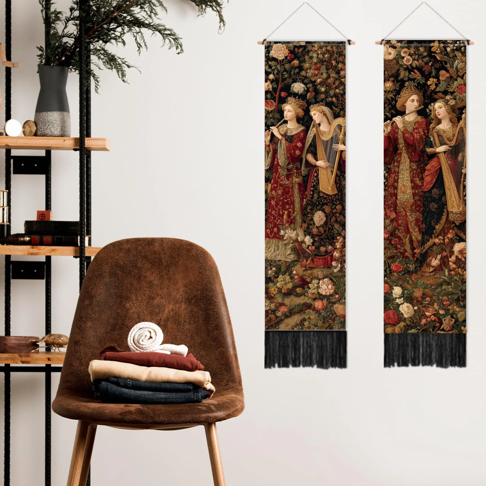 PLIGREAT 2 Paquete Tapiz Medieval con Músicos Retro Colgante de Pared Decorativo Estético para Dormitorio Salón