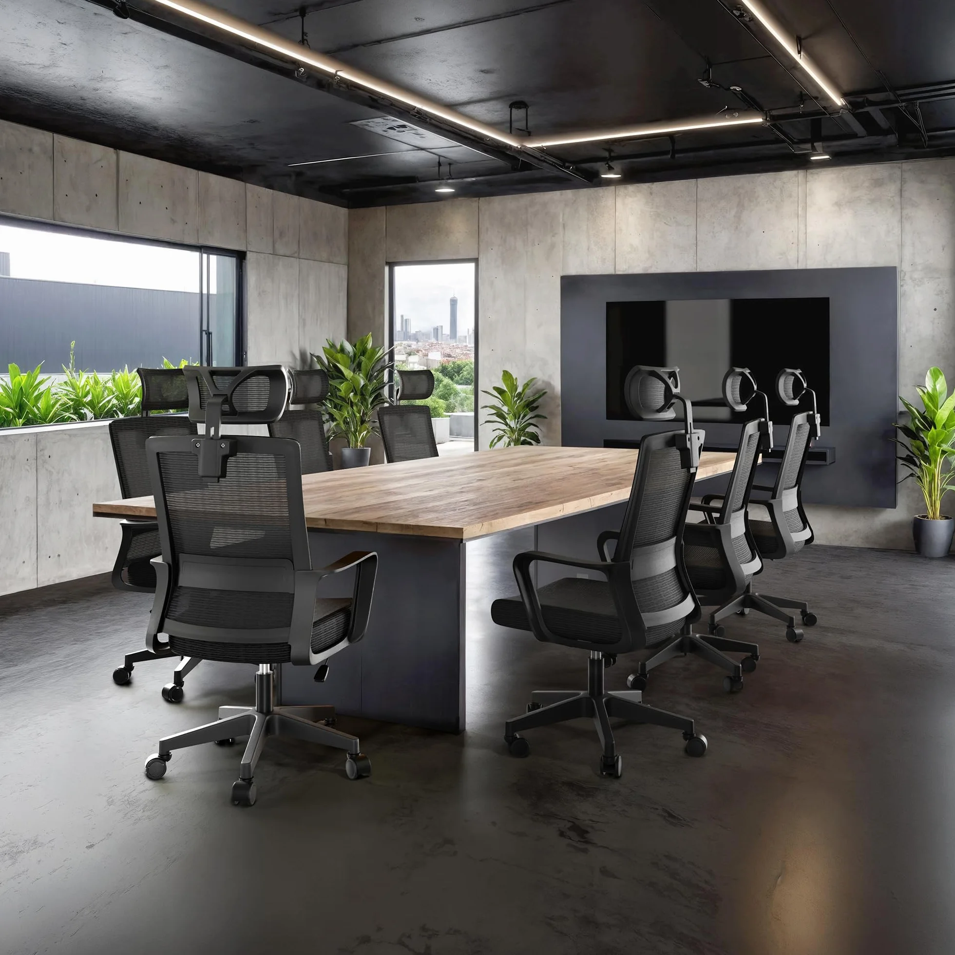 Silla Escritorio Ergonomica Ajustable Reclinable con Soporte Lumbar, Malla Transpirable, 120kg (Negro)