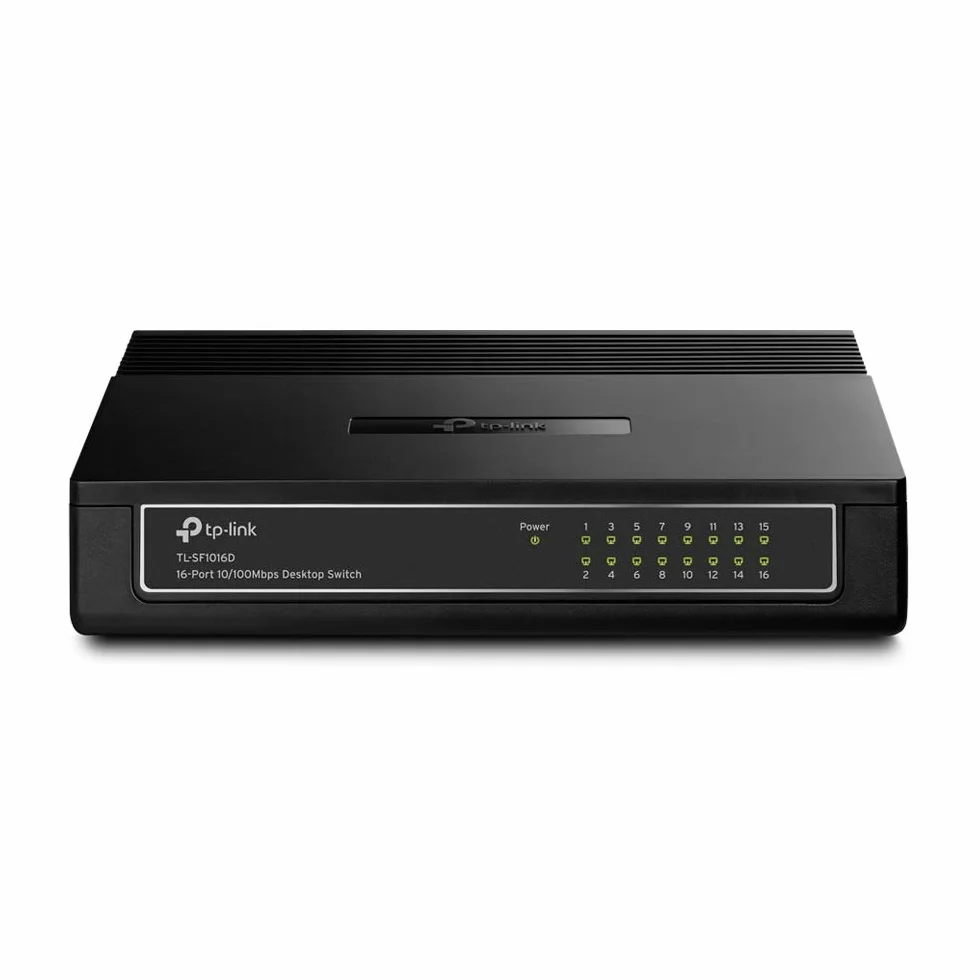 TP-Link TL-SF1016D 16-Port 10/100 Mbps Desktop Ethernet Switch/Hub, Ethernet Splitter, Plug & Play, no configuration required, Black