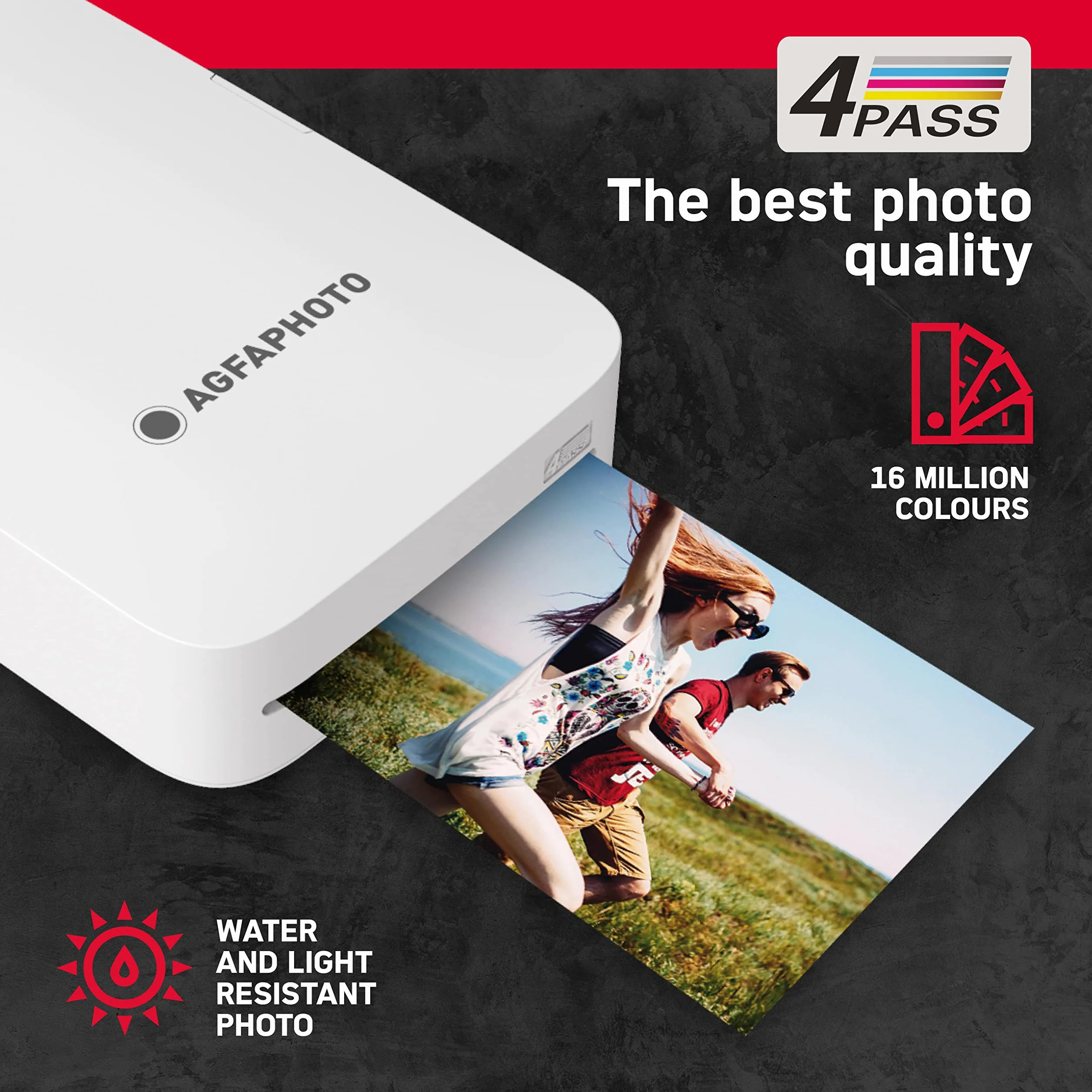 AgfaPhoto Realipix Mini P - Impresora Fotográfica Formato 5,3 x 8,6 cm Vía Bluetooth - Sublimación Térmica 4Pass