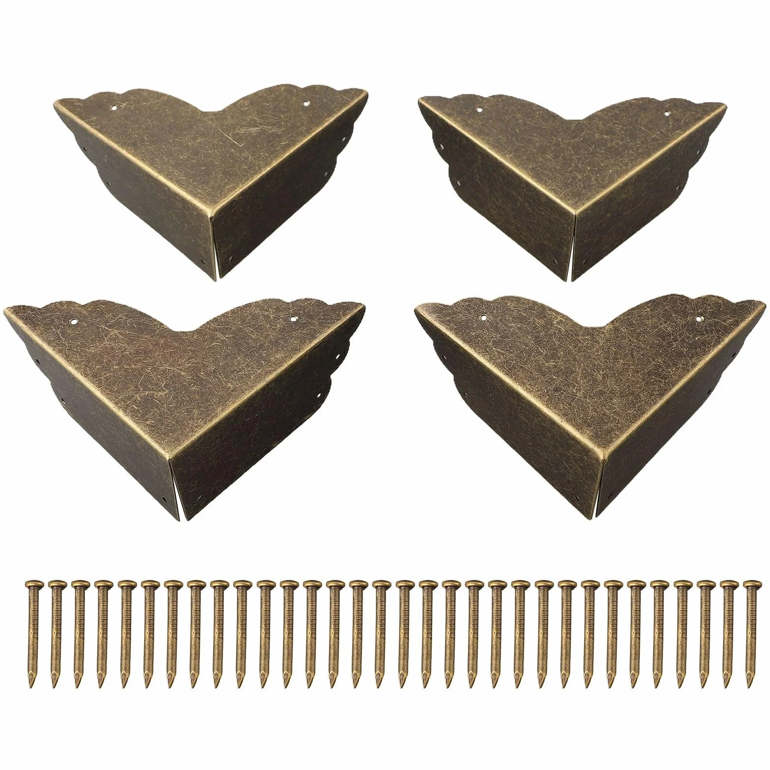 Yuanpgky protectores de esquina de metal bronce hierro antiguo 71x71x30 mm para muebles