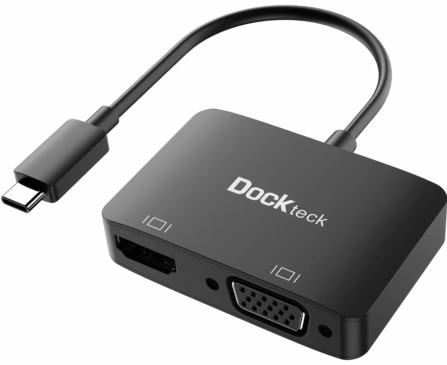 Adaptador USB C a VGA y HDMI, Tipo C a HDMI y VGA con 4K 60Hz y 1080P 60Hz, Compatible con MacBook Pro, Huawei, DELL, Chromebook, Samsung y más, Negro