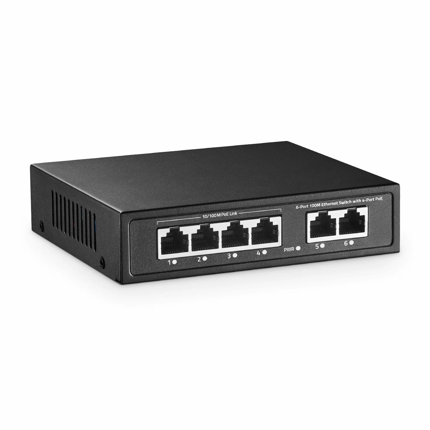 Conmutador PoE Mini YuLinca de 6 puertos con 4 puertos PoE+, 2 enlaces ascendentes Fast Ethernet, 10/100 Mbps, PoE 802.3af/at 65W, conmutador de red PoE+ Plug & Play metálico sin ventilador