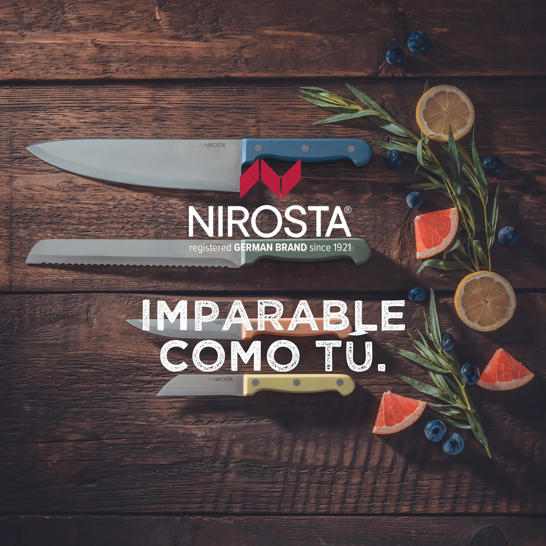 Nirosta Trio Cuchillo de Pan 32 cm, Hoja 20 cm Acero Inoxidable CCr, Mango POM, Corte Preciso, Verde Smoke