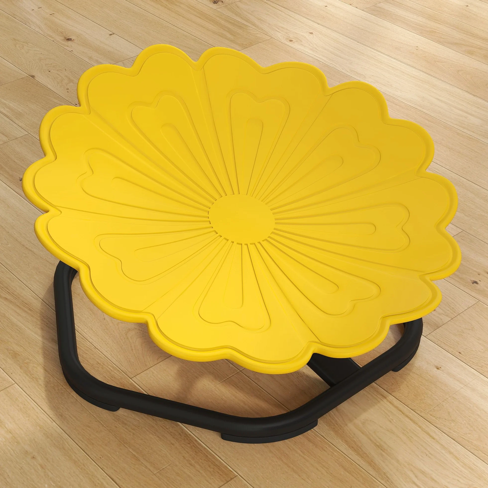 AIYAPLAY Silla giratoria sensorial 360° en forma de flor para autismo, entrenamiento equilibrio, base acero antideslizante, amarillo