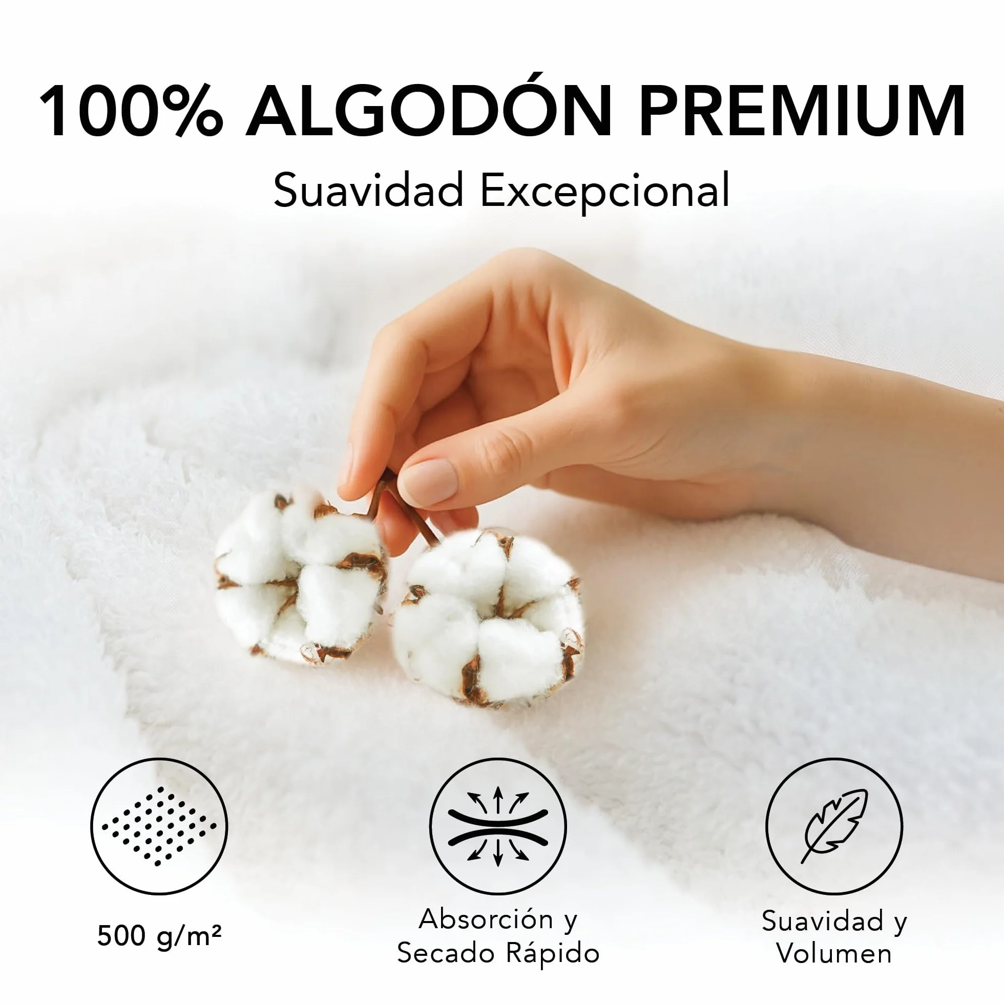 Ôhm Manoplas de Baño 100% Algodón 500 g/m² 15x20 cm Oeko-Tex Pack 10 Unidades