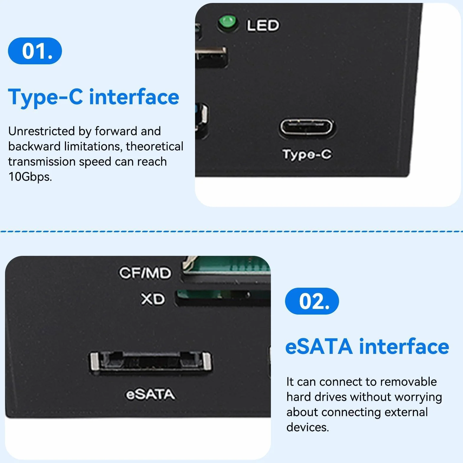 Lector De Tarjetas Interno, Interfaz USB 3.0 De 5,25 Pulgadas PC Panel Frontal Lector De Tarjetas Interno Concentrador Lector De Tarjetas Todo En Uno M2 SD MS XD CF TF Tarjeta Para Caja De Computadora