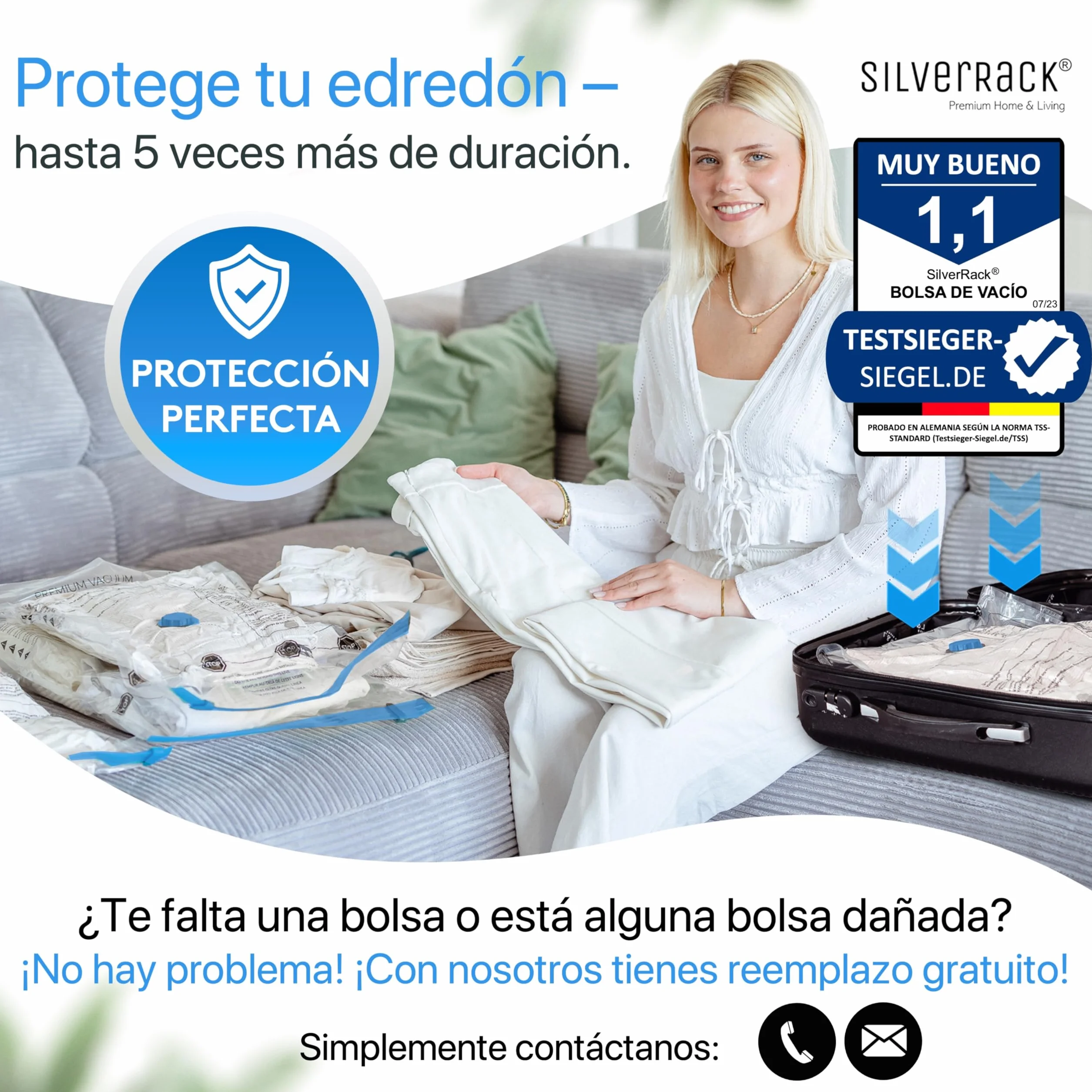 SilverRack Juego de Bolsas al Vacío para Ropa 6 Piezas 2 Tamaños 60x80 cm 80x100 cm