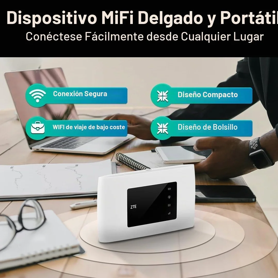 ZTE MF920, CAT4/4G LTE Mobile Wi-Fi, Punto de Acceso portátil Desbloqueado de bajo Costo, Conecta hasta 32 Dispositivos, batería de 2000 mAh, con Tarjeta SIM Smarty Gratis, Color Blanco