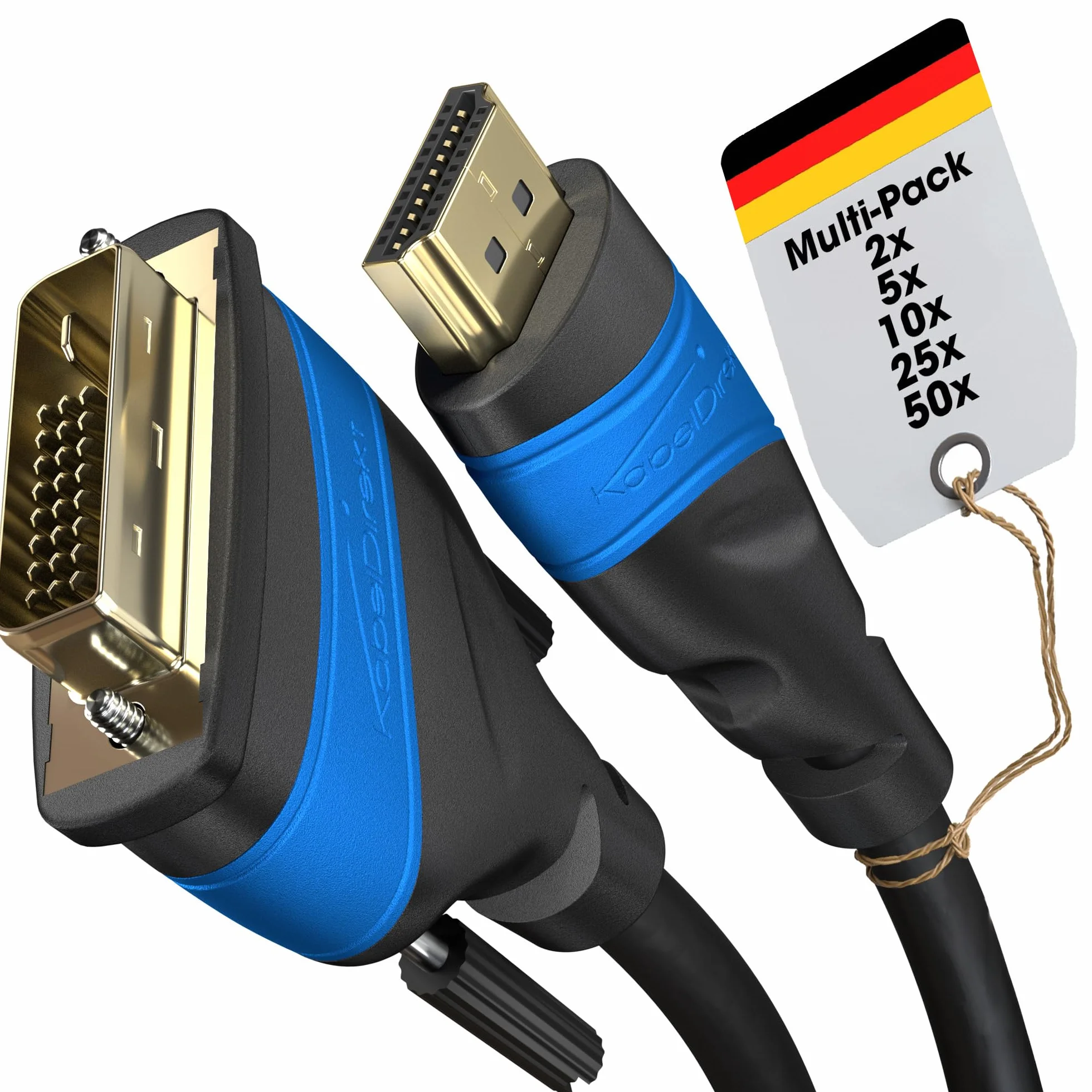 KabelDirekt – 5X Cable Adaptador HDMI-DVI – 2m (bidireccional, DVID 24+1/High Speed, 1080p/Full HD, Cable de Video Digital, Conecta Dispositivos HDMI a monitores DVI o viceversa)