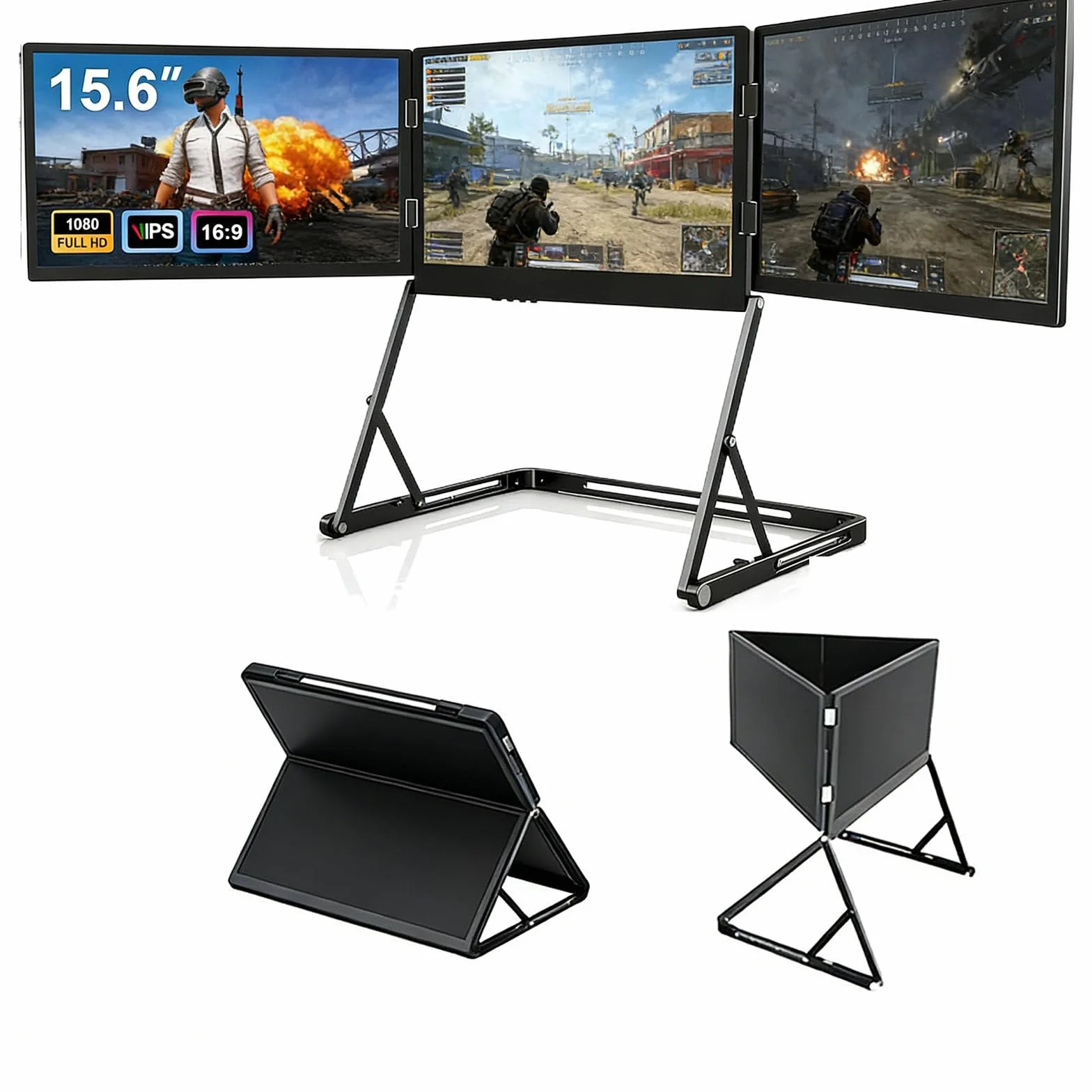Portátil de Triple Pantalla, Aura Display, Monitor Dual portátil de 15,6 Pulgadas, diseño Delgado y Ligero, multipantalla para Viajes de Negocios.