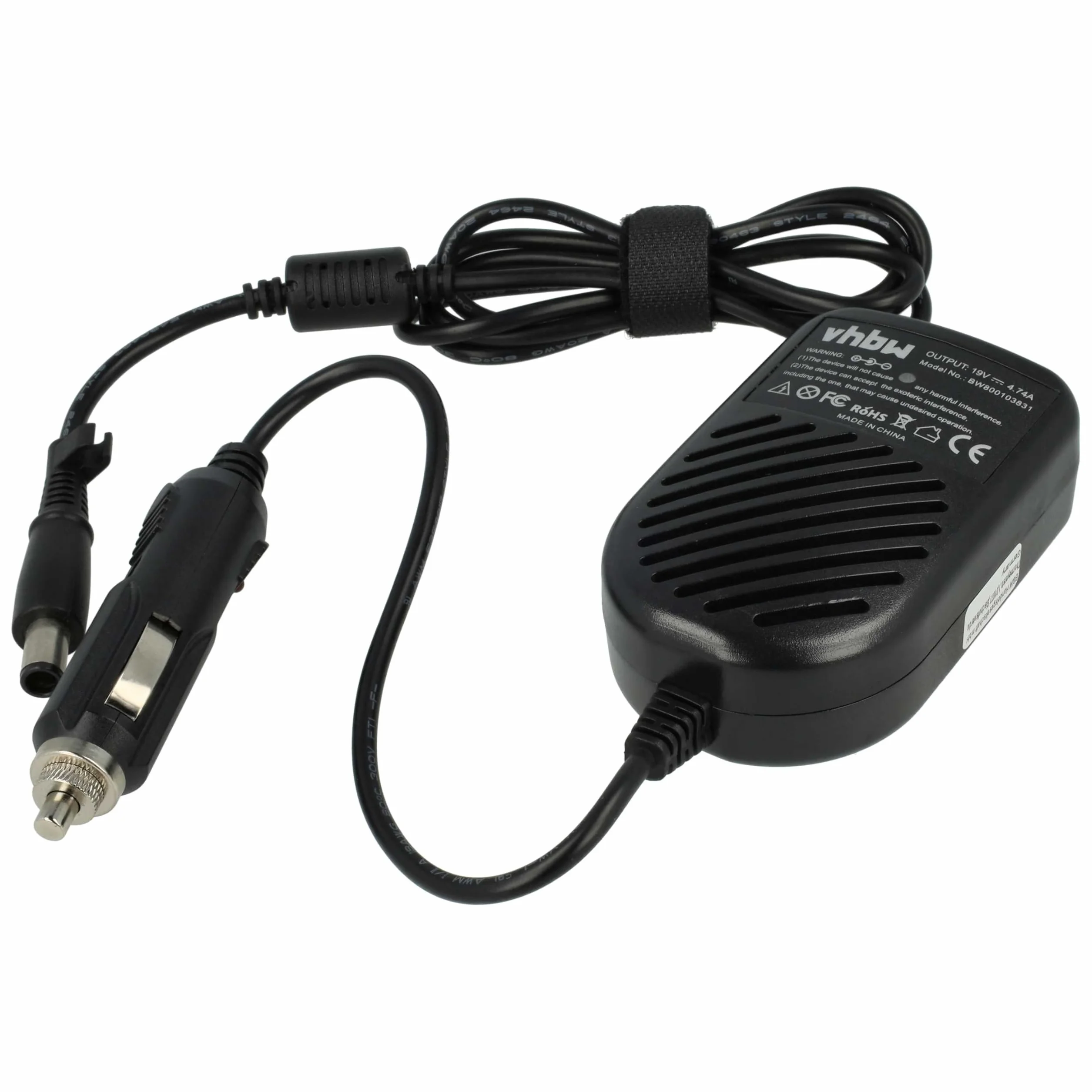 vhbw Cable de Carga para el Coche Compatible con HP EliteBook 8460p, 8440W, 8440p, 6930p, 8530p, 8530w portátil - Cargador 12 V Negro 4,74 A