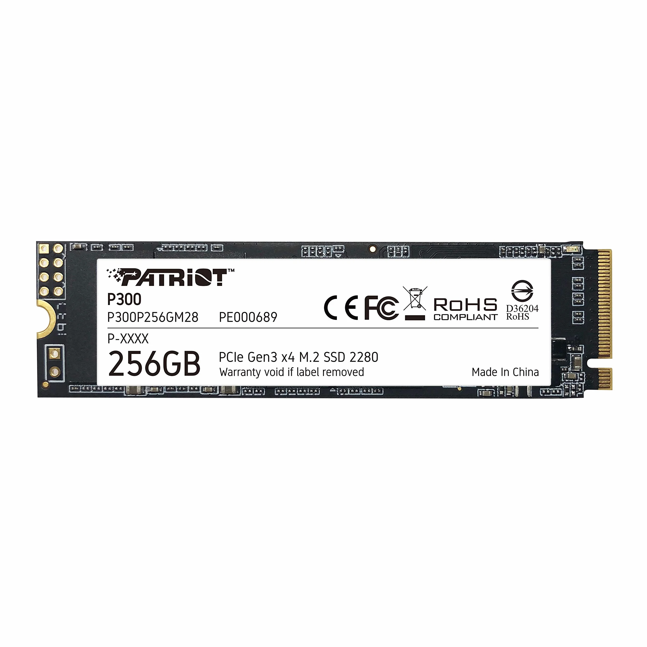 Patriot P300 M.2 PCIe Gen 3 x4 256GB SSD NVMe M.2 de bajo Consumo - P300P256GM28 - Velocidad de Lectura hasta 1700 MB/s y Escritura de 1100 MB/s