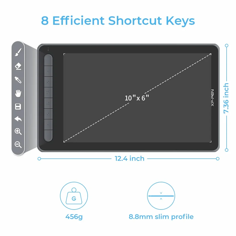 XP-PEN Deco LW Tableta Gráfica Dibujo Digital Inalámbrica con Bluetooth v5.0, Tableta de Dibujo Portátil, Tableta Digitalizadora Compatible con Windows, Mac, Android, Chrome OS y Linux, Negro