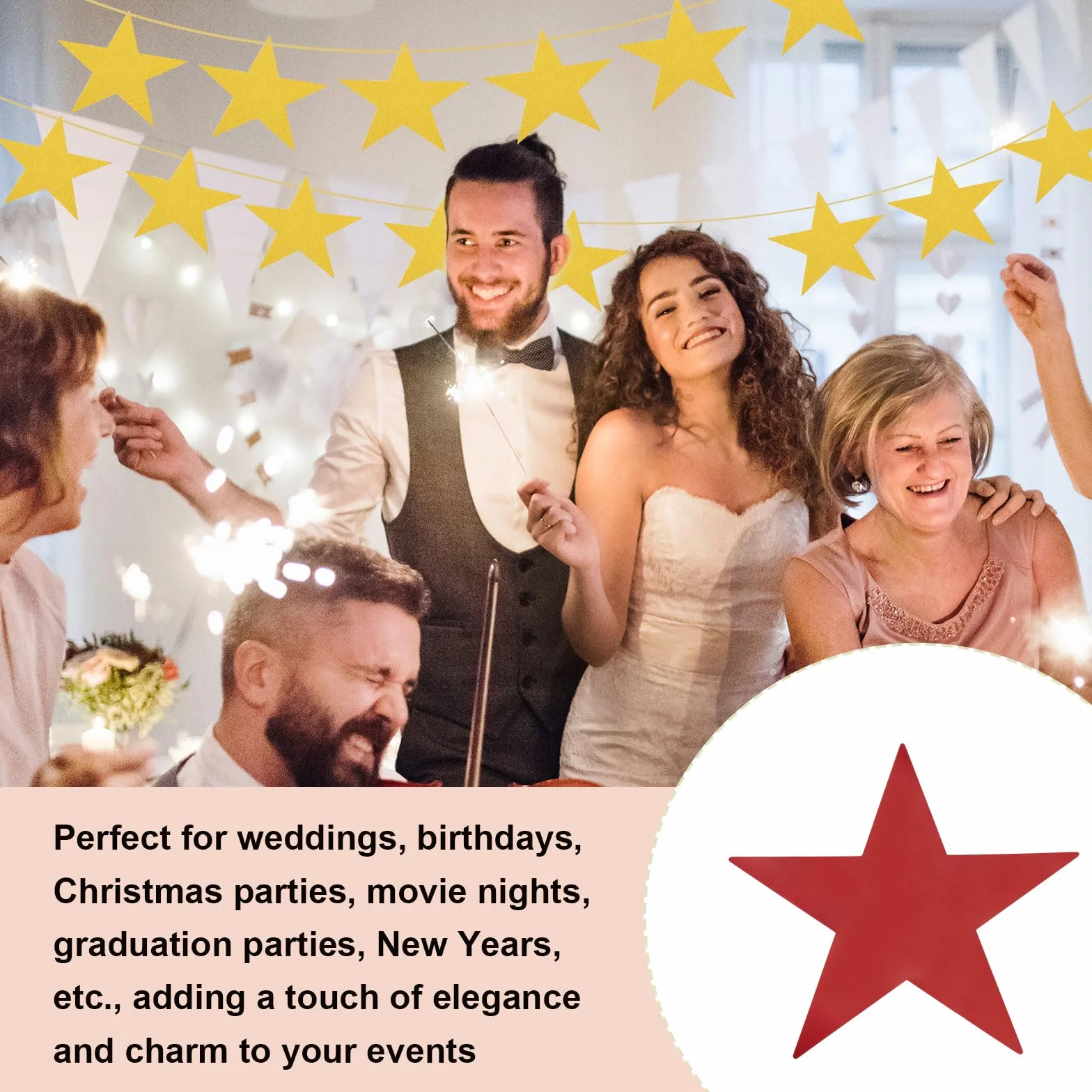 Estrellas Rojas Recortadas Decoración 20 Pcs 11" Cartón Doble Impresas Confeti