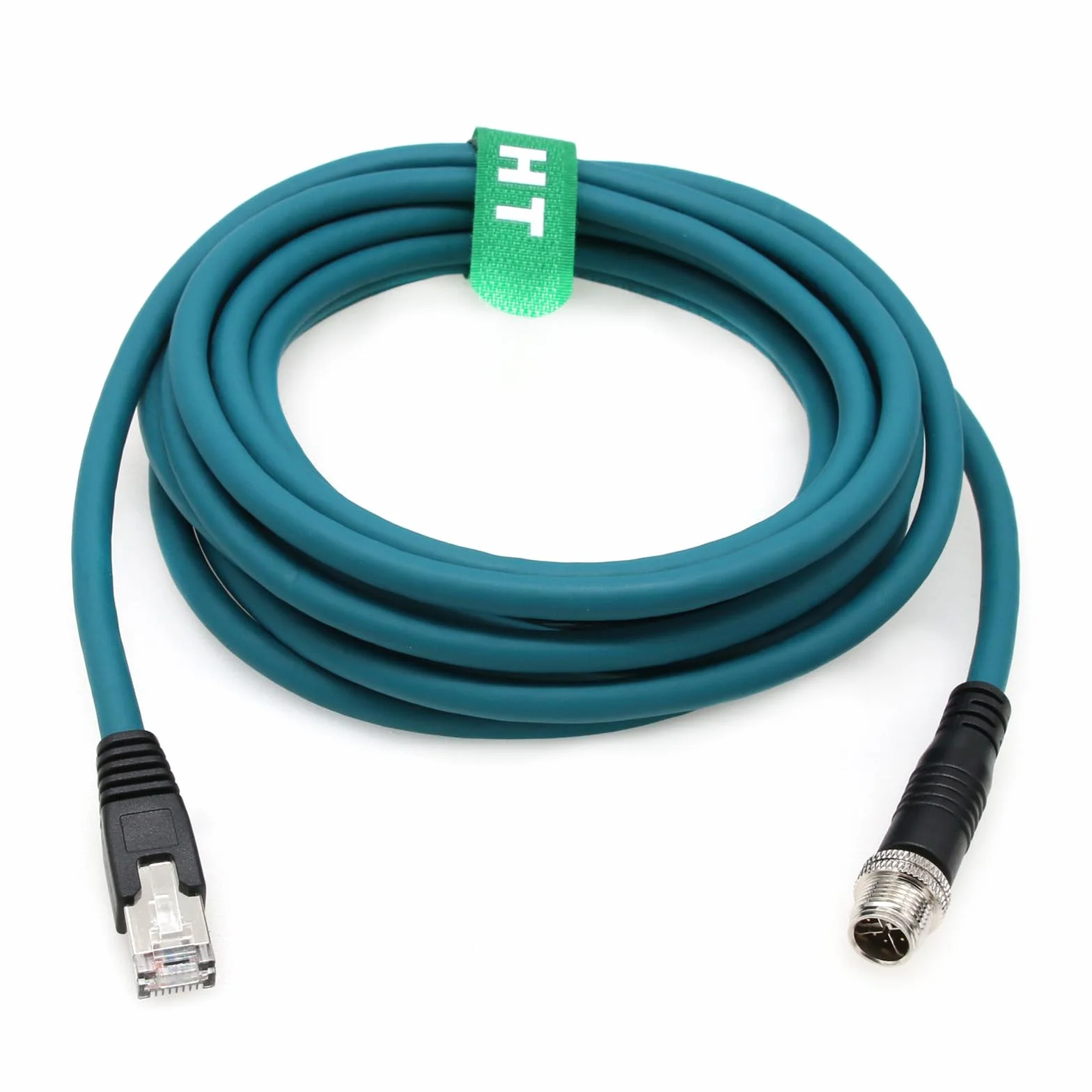 HangTon Cable Ethernet M12 de 8 pines X-Code RJ45 CAT-7e GigE para Basler Cognex Vision Camera Sensor Barcode Reader PLC Router Switch Network 1M
